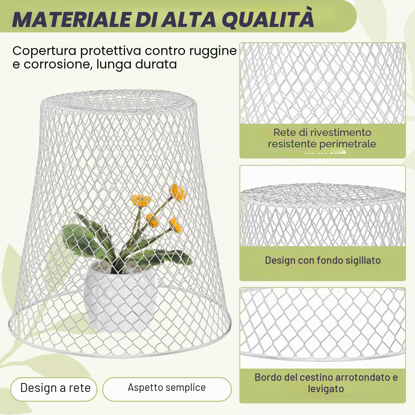 10 coperture protettive per piante in filo di pollo, cloche da giardino, gabbie per piante, protezione da giardino per tenere fuori il pollo di coniglio, con 30 picchetti e 20 etichette (bianco