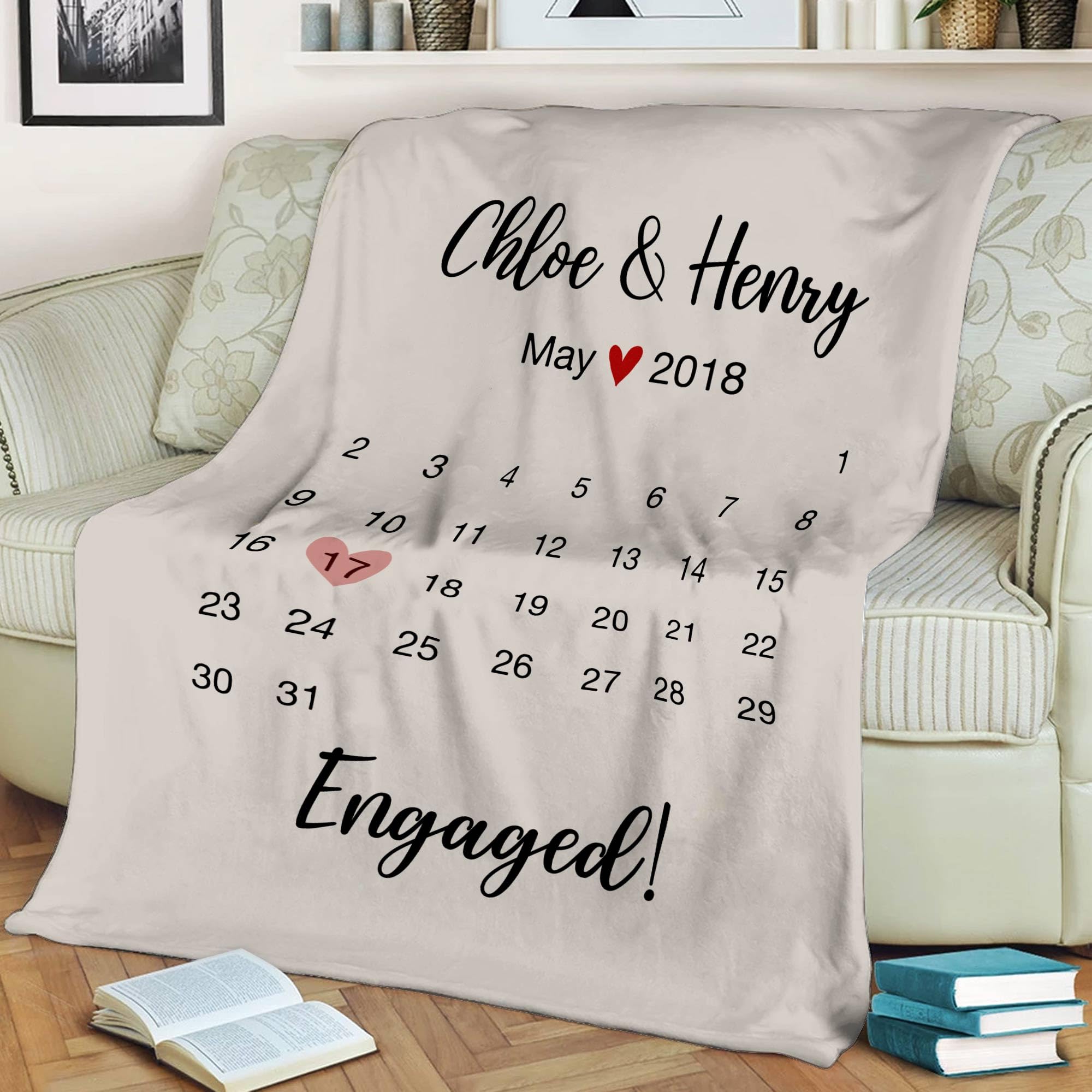 Personalized Engagement Blanket, Couple Engagement, Blanket Gifts for Him Her, Bride and Groom Blanket, Wedding Gifts for Him Her, Save The Date Blanket Gifts