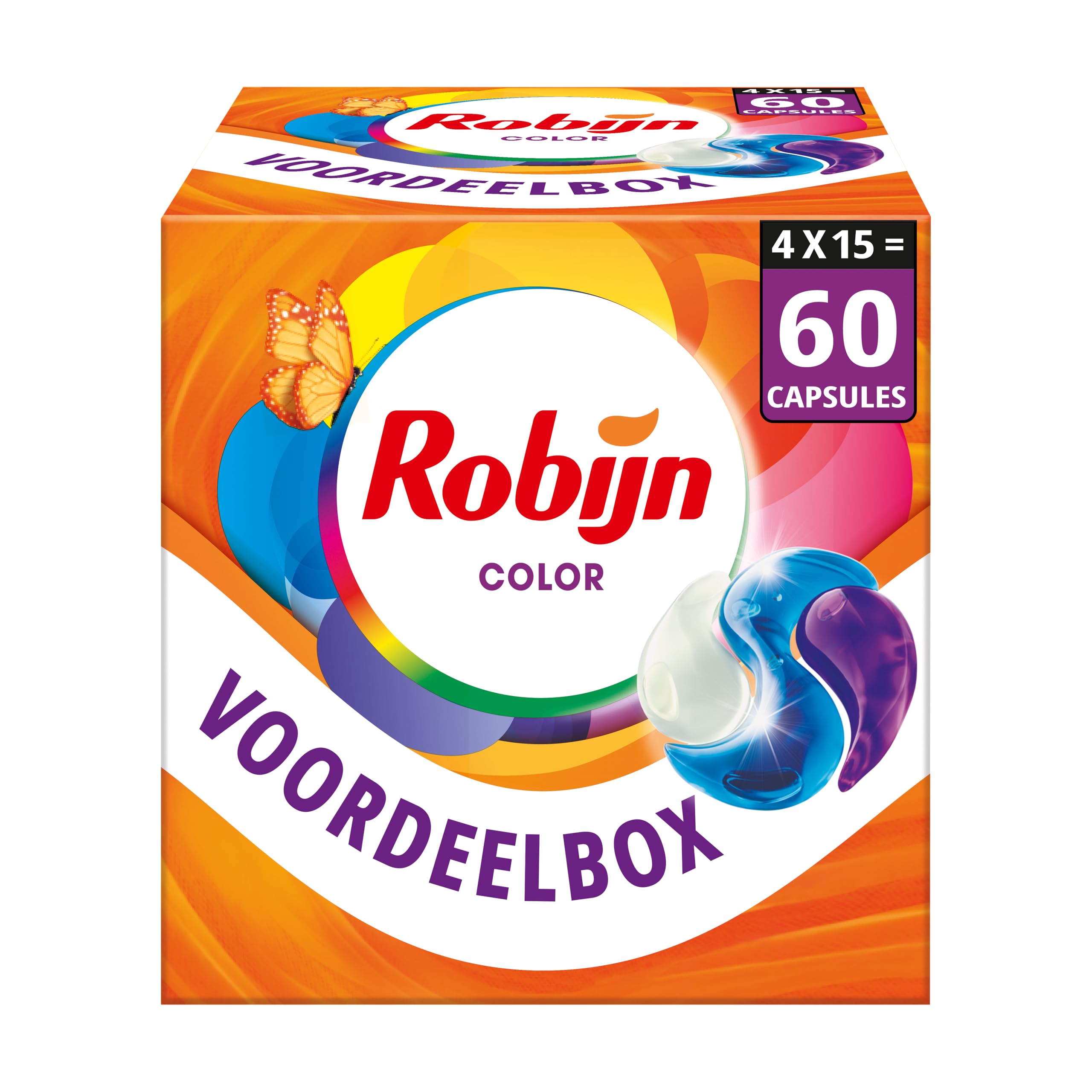 Robijn Classics Color 3-in-1 Wascapsules, houden de kleuren van bonte was langdurig stralend - 4 x 15 wasbeurten - Voordeelverpakking