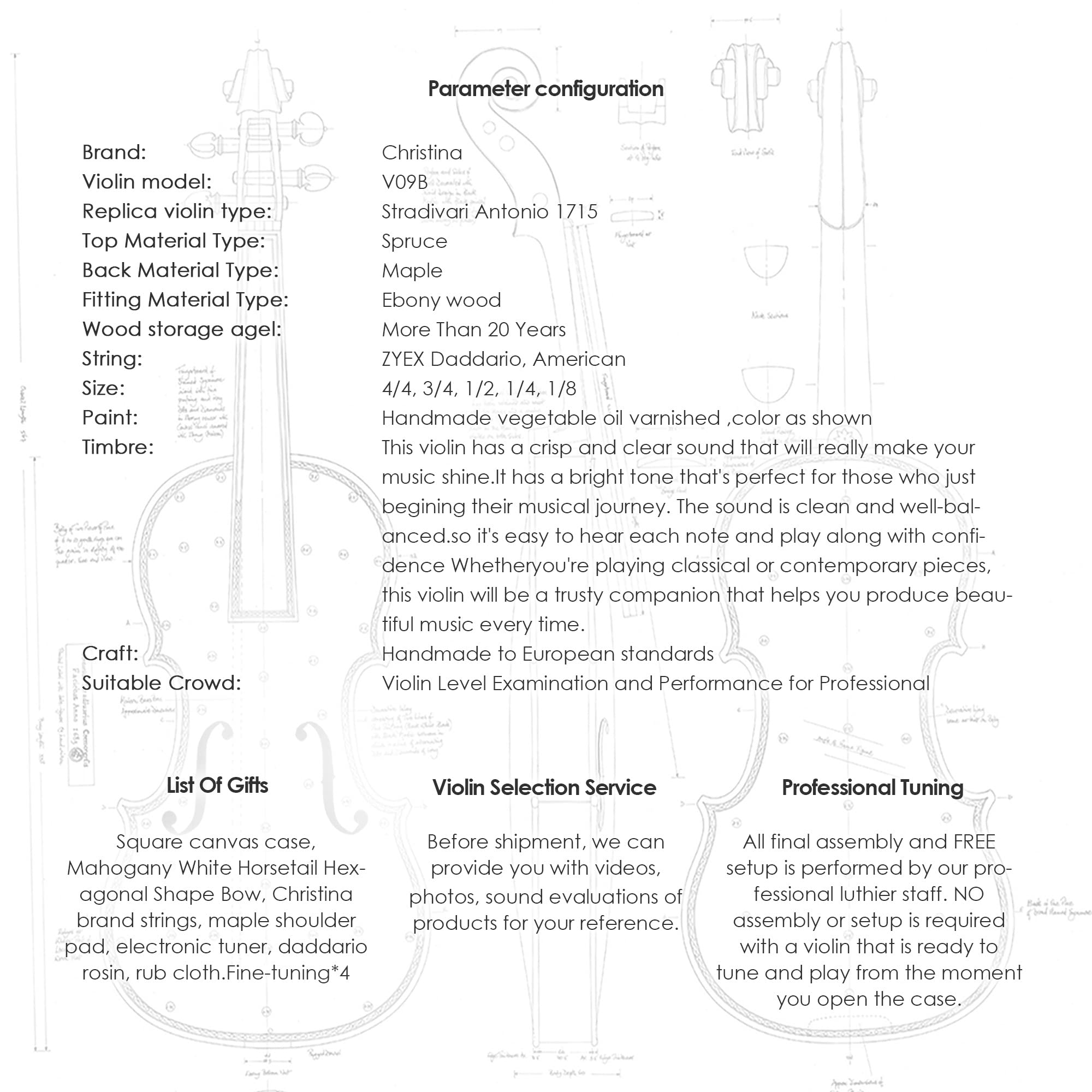 Amazon | Christina V09 子供と大人のバイオリン学生または初心者の