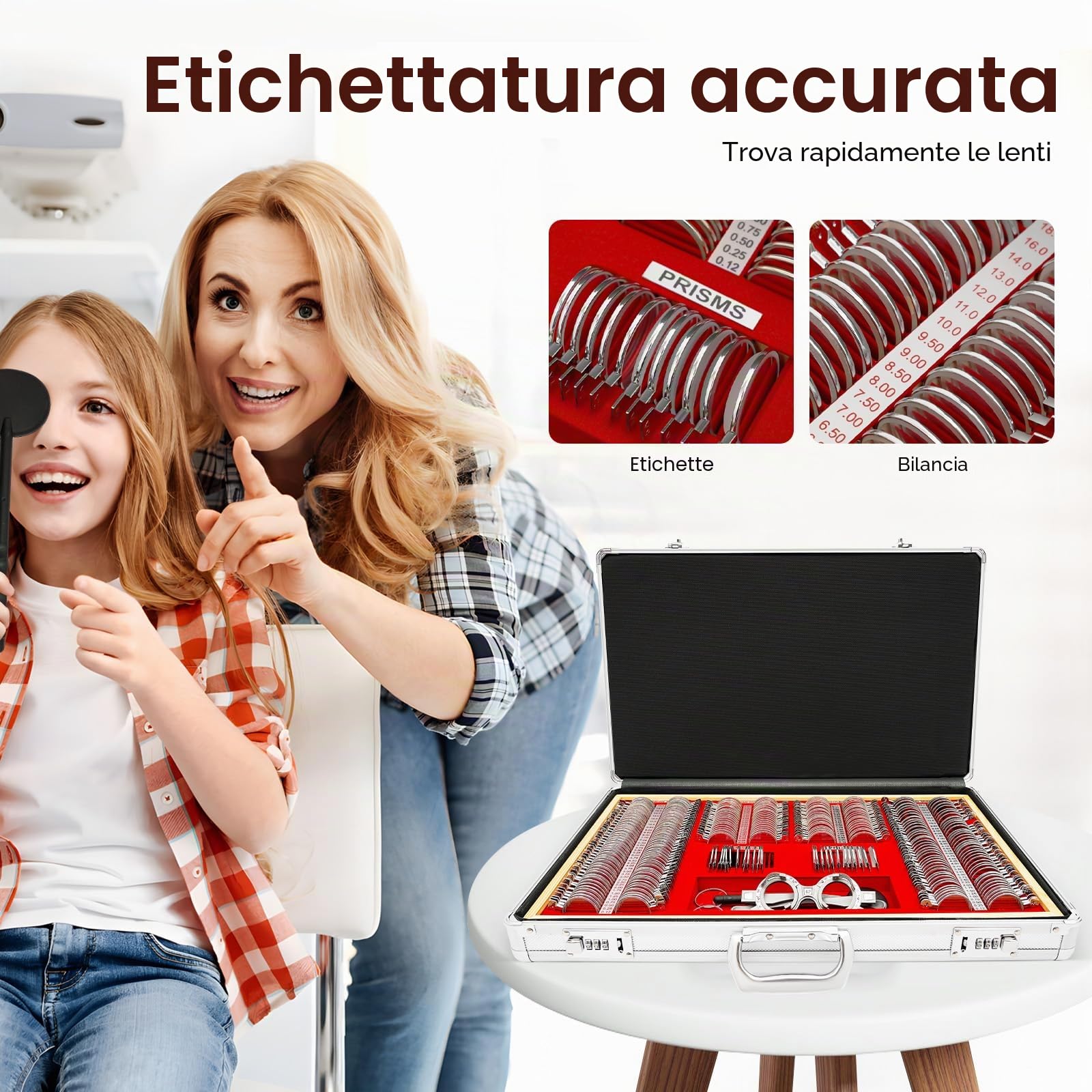 Optometrista Lenti Occhiali Prova Ottica Telaio Test Optometria Kit Metallo Strumento Lente Cerchio Alta CompatibilitÀ Kit Professionale Cassetta Bloccabile Portatile Resistente Graffi