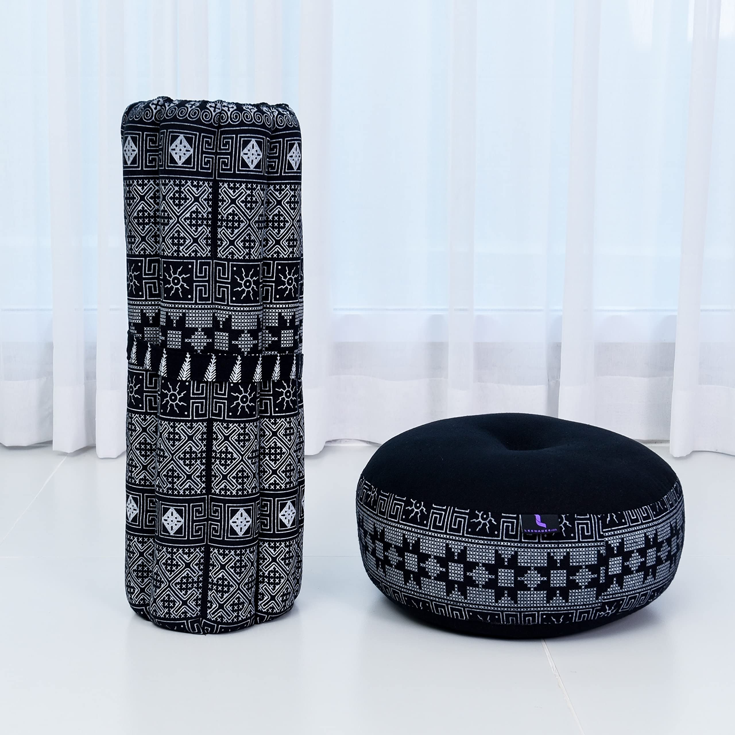 Leewadee Set Méditation Compact Zafu & Zabuton - Petit Coussin Kapok Yoga Zen Zazen