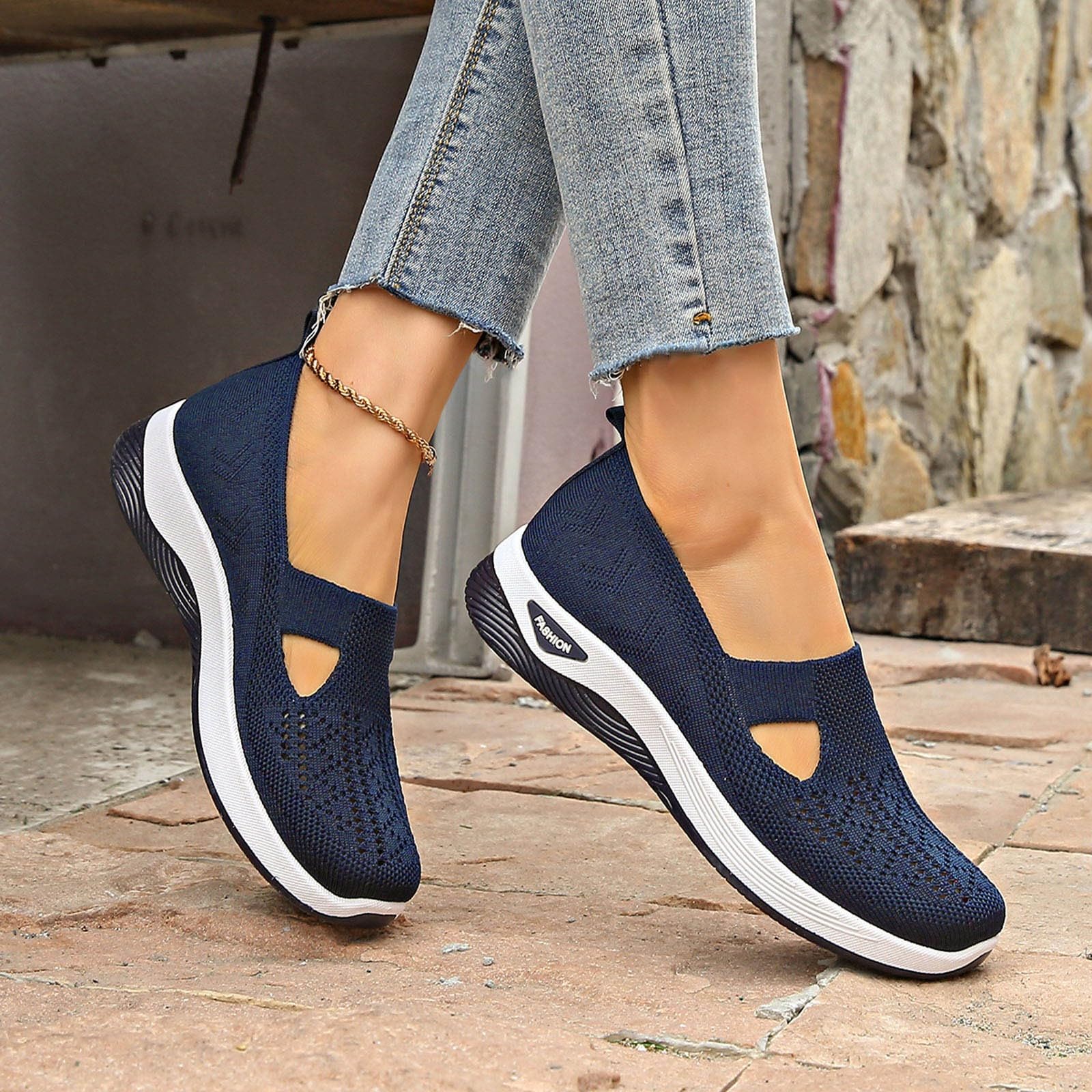 Damskie ortopedyczne buty wsuwane, buty sportowe, oddychające, lekkie, z siateczki, szerokość H, buty sportowe, wygodne, ergonomiczne, miękkie wkładki, buty do chodzenia, buty letnie, buty rekreacyjne