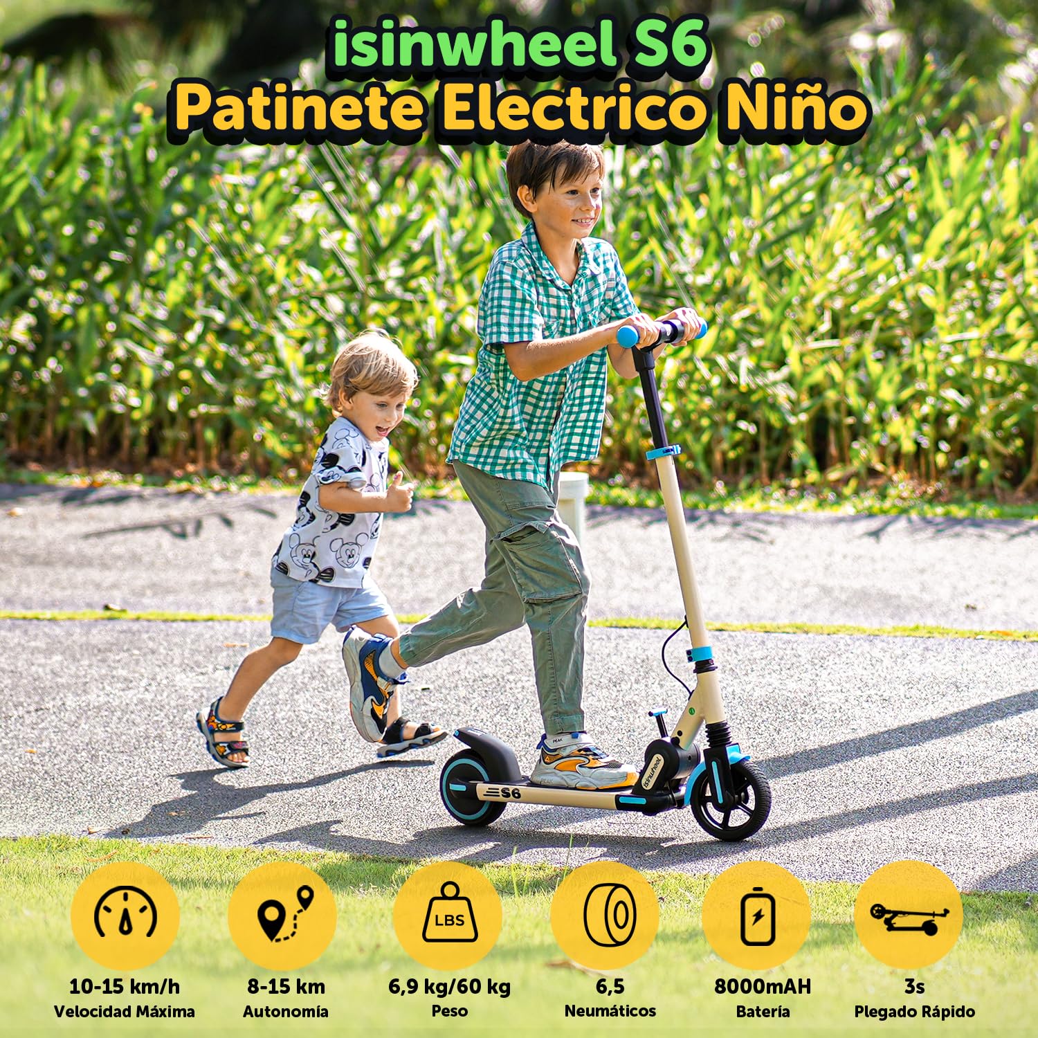 Patin Electrico Patinete Eléctrico Para Niños 16 KM/H, 15 KM