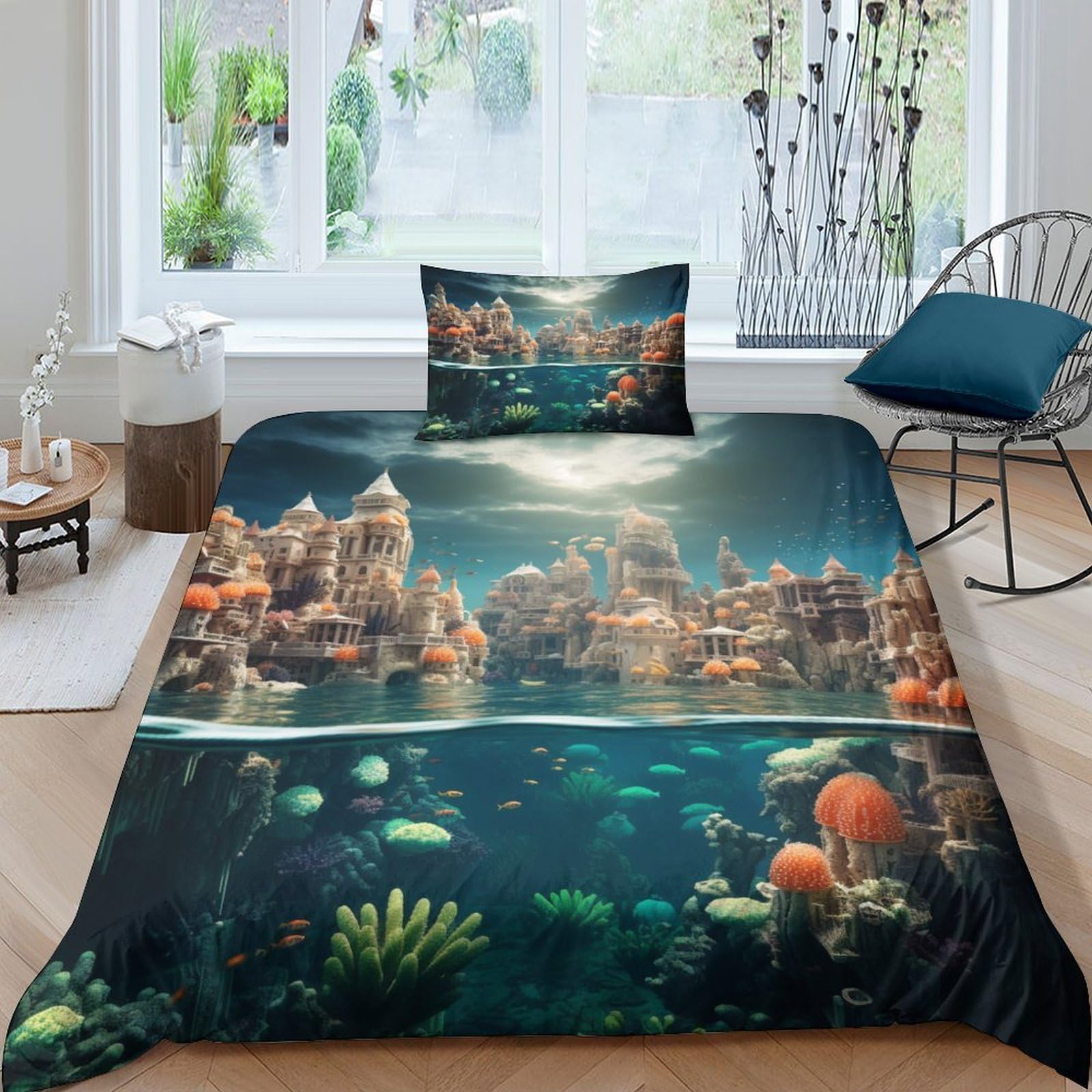 Housse de couette monde océanique 3D pour transformer la chambre d'enfant en oasis marine