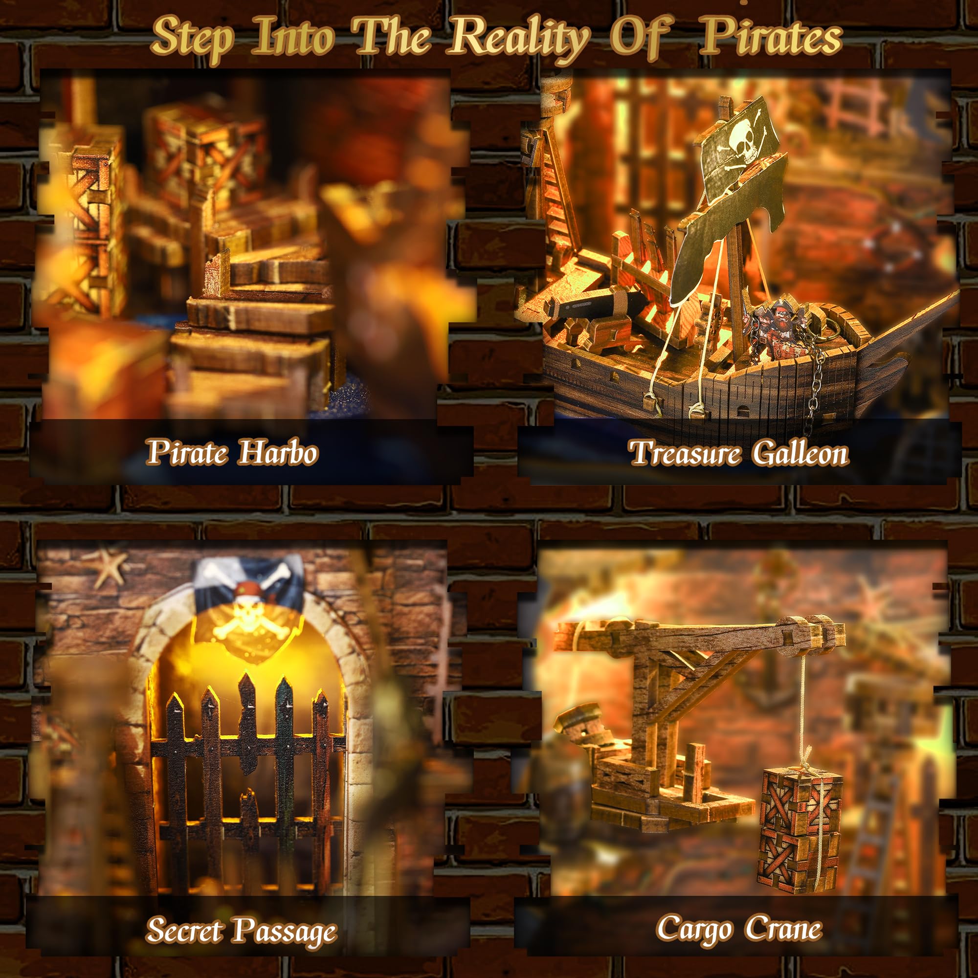 NookMaster Book Nook Kit DIY Miniature Dollhouse Piratenbucht, 3D Holzbausatz mit LED Licht und Staubschutz, Geschenke für Erwachsene Bücherfans