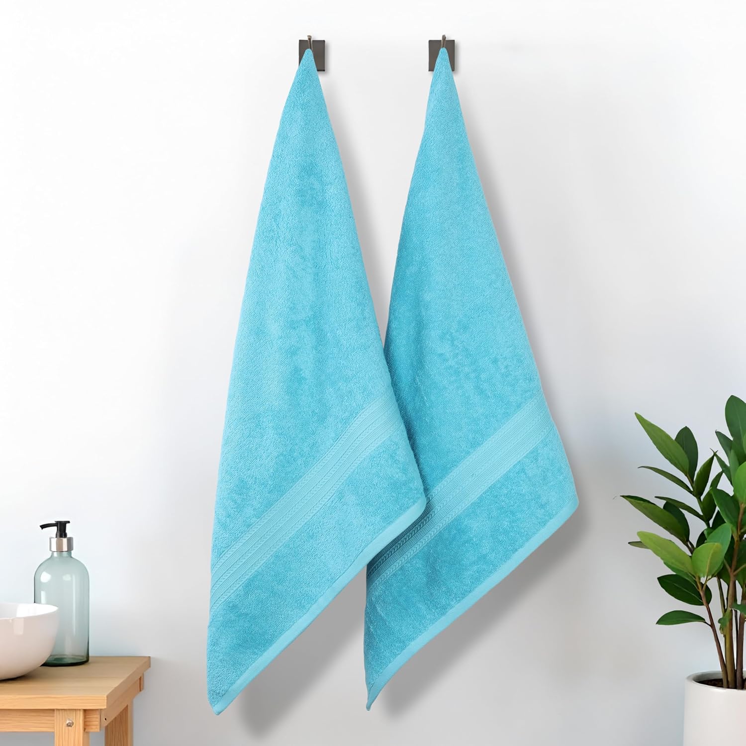Superior Eco-Friendly Cotton 2-Piece Bath Sheet Set, Oversized Towels for Adults and Kids, Body Towels for Shower, Bath, Quick Dry, Resort, Bathroom Basics, Home, Apartment Essentials, Turquoise