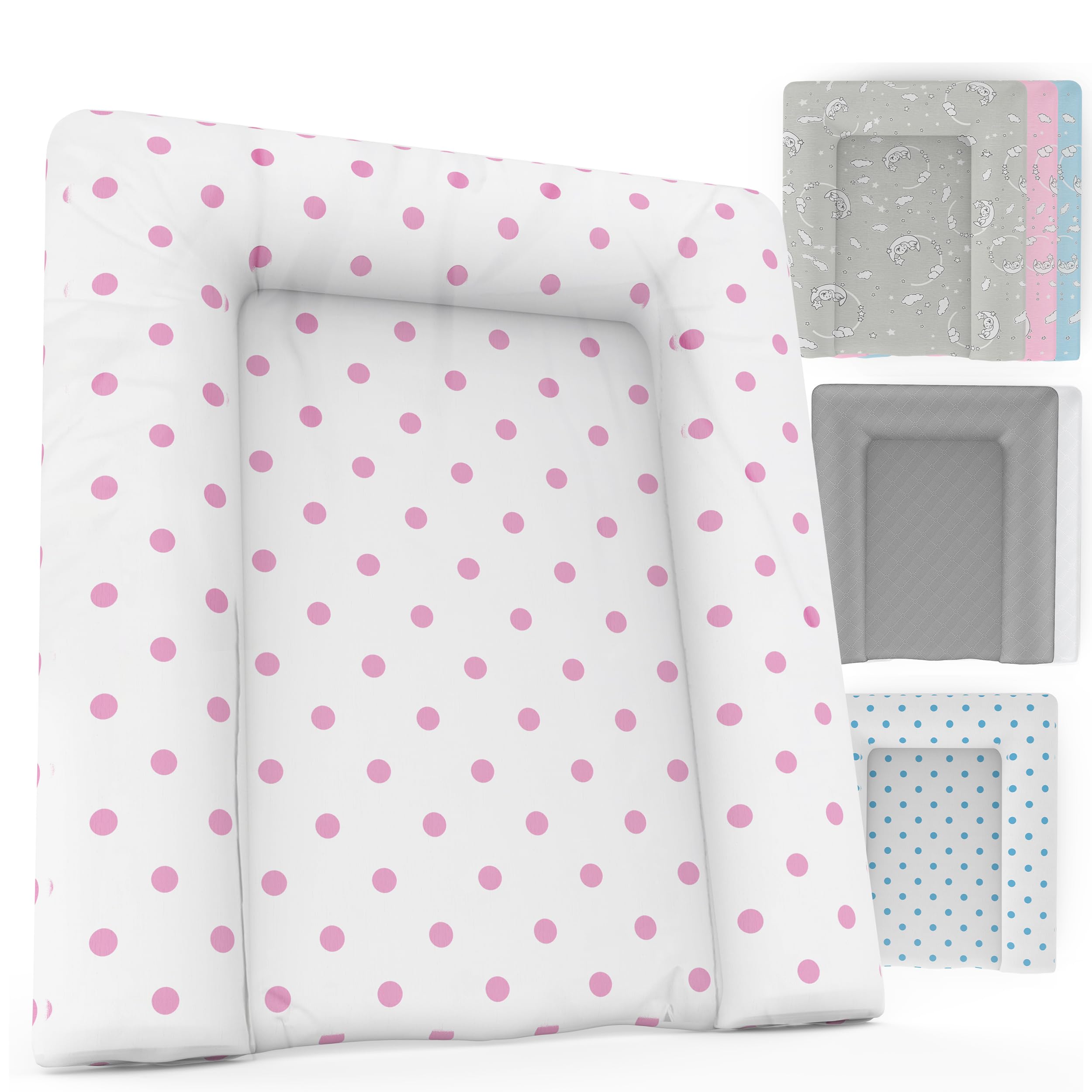 Baby'ness Wasserfest Wickelauflage - 75x85 cm - Hochwertig, Abwischbar, Leicht zu Reinigende - Erweitern Sie Ihren Wickelbereich mit Wickelunterlagen - Gepunktet Rosa