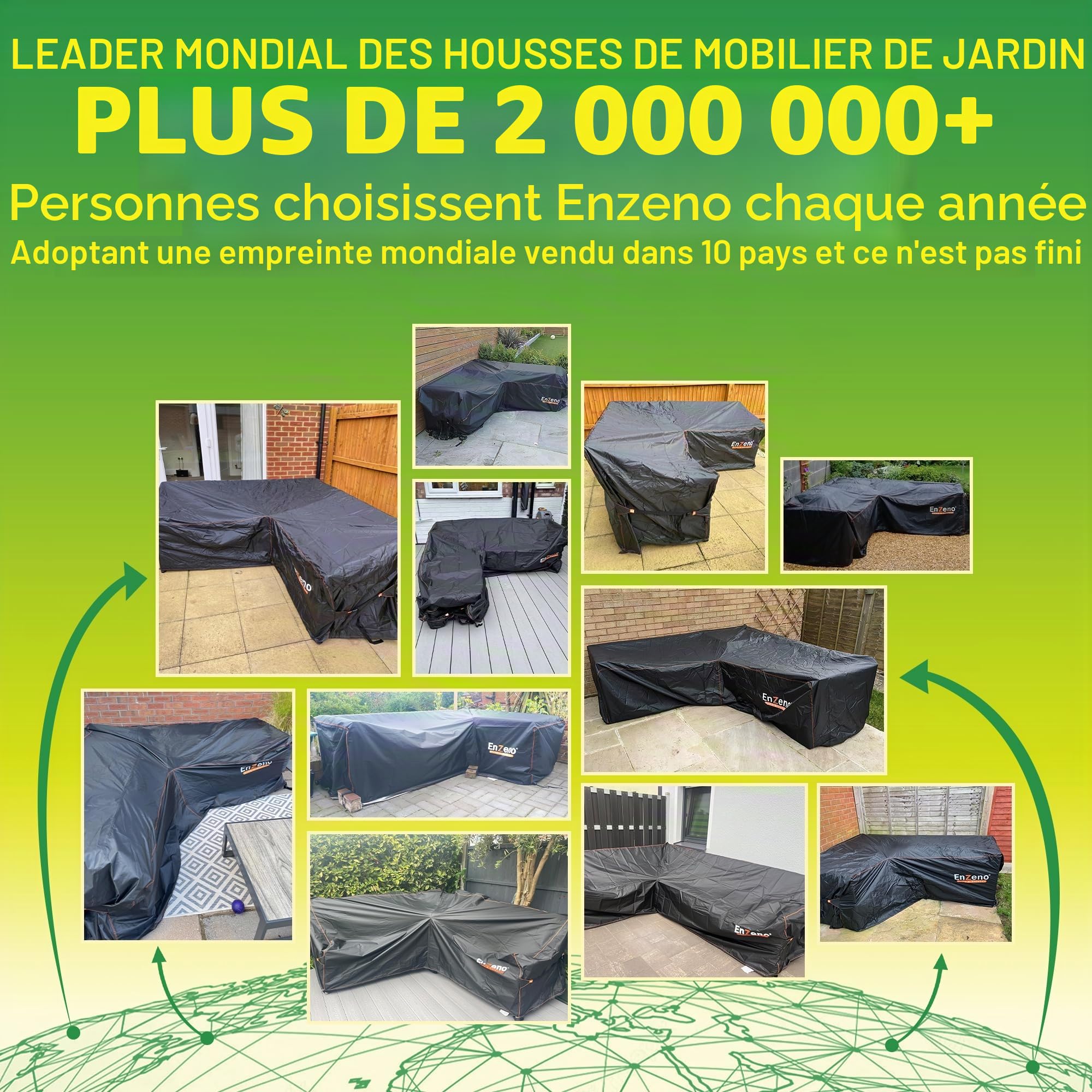 Enzeno Housse pour Canapé d Angle Exterieur，Tissu Oxford 420D Lourd bache de Protection pour canape de Jardin Impermeable，bache Salon de Jardin Angle，Couvre Salon Angle de Jardin （255 × 255 × 87 cm）