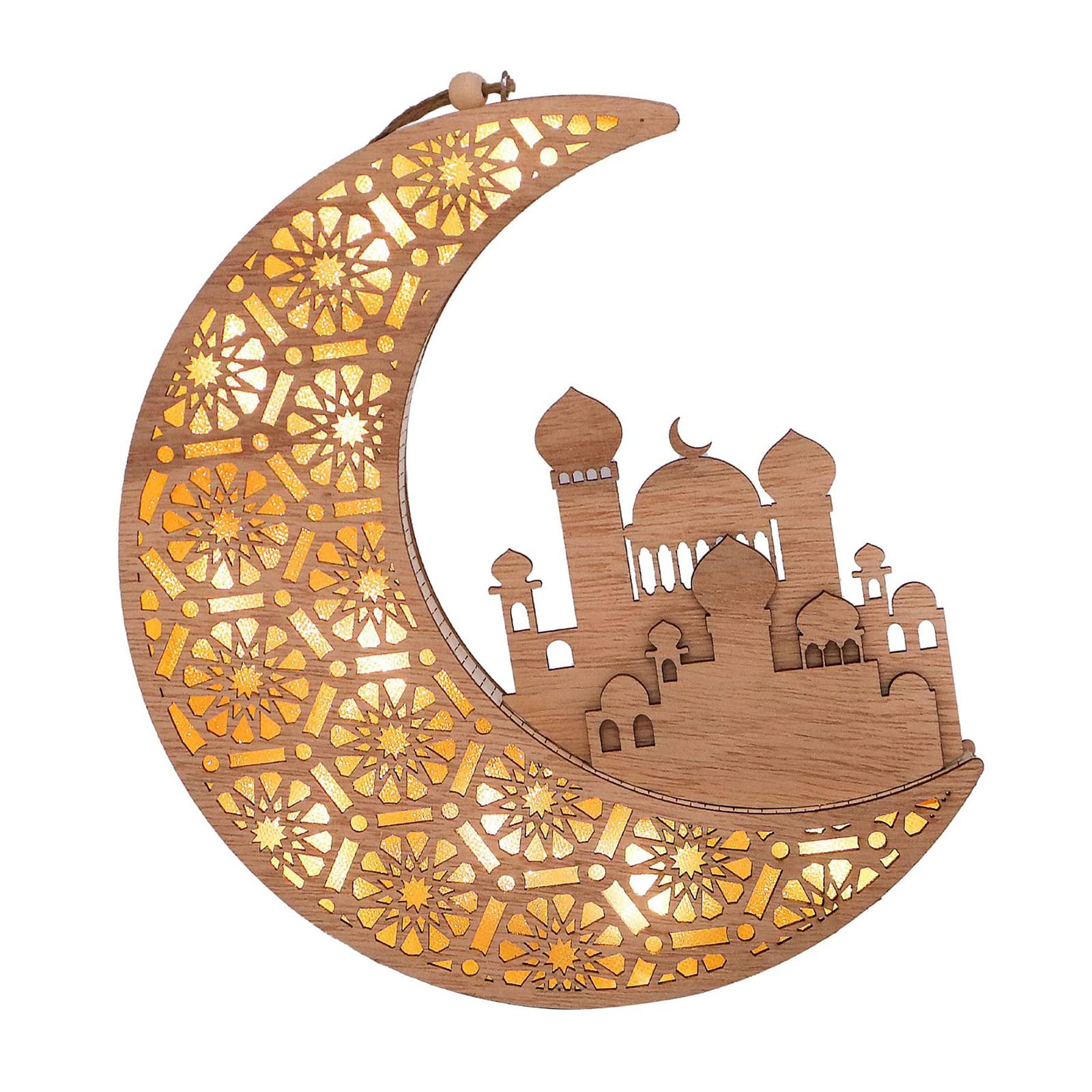 Buxuaaaa Wood Eid Led Light Night Lamp Hanging Lamp Decor Accessory for Festival New Year Birthday Decoration Led Light