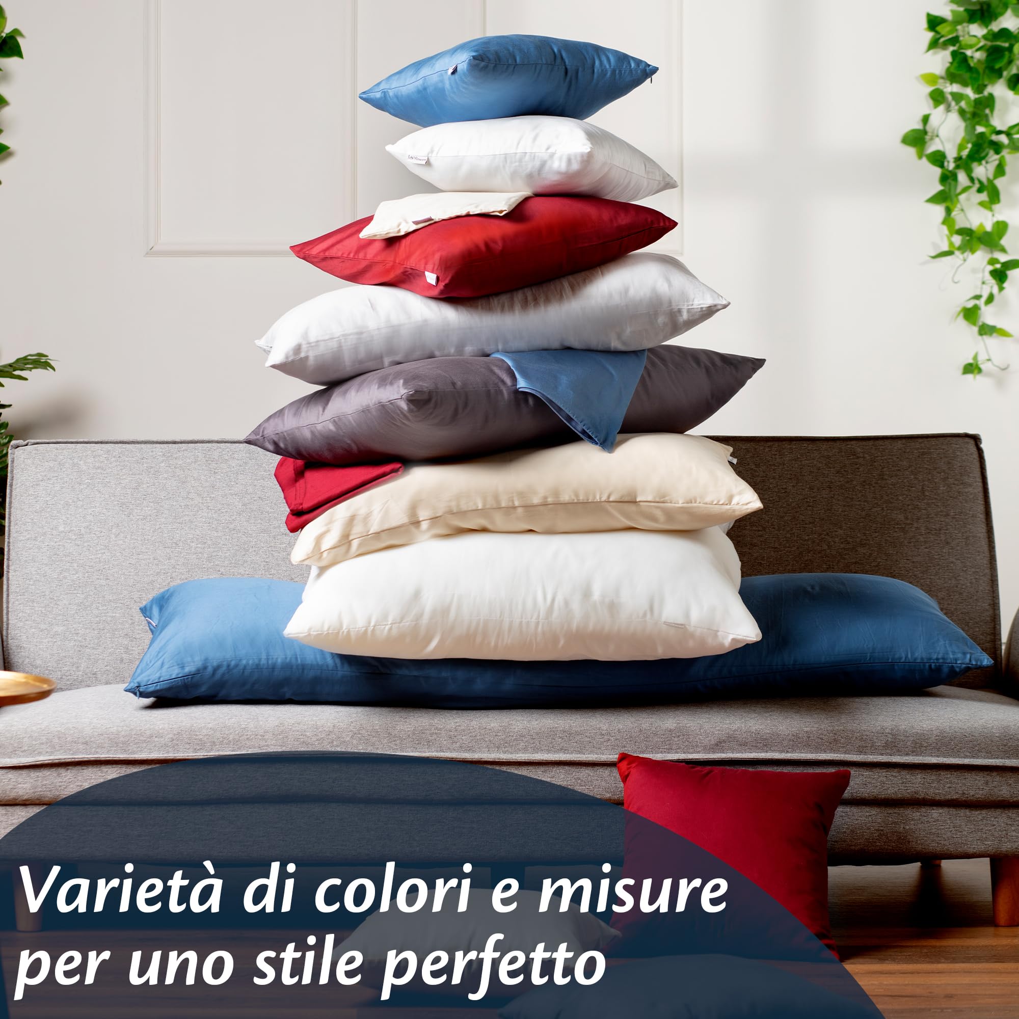 Flowen Federe Cuscini Letto Matrimoniale e Singolo 40x80 Set 2 Copricuscini 100% Cotone Effetto Seta Tessuto Morbido Anallergico Antiacaro Traspirante Coppia Fodere Rettangolari Lavabili in Lavatrice