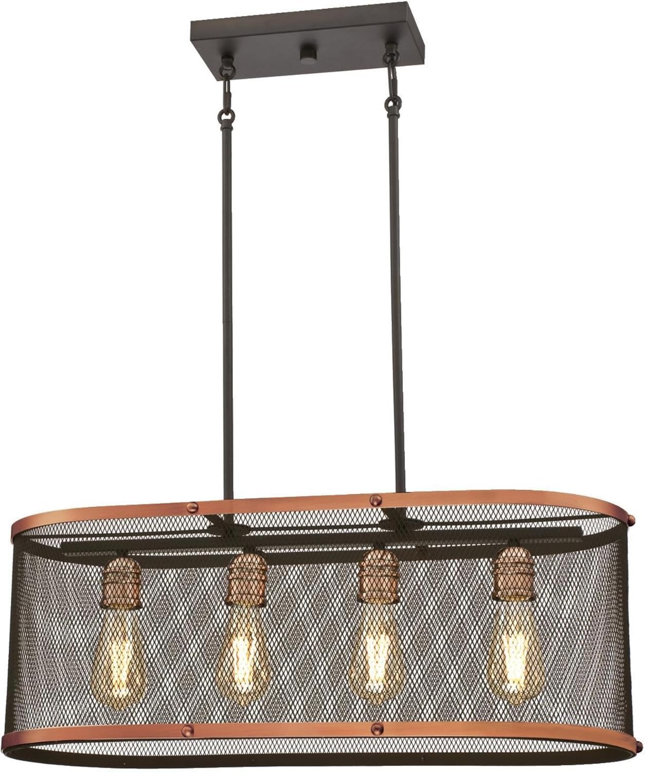 Westinghouse Lighting 6332800 Emmett Four-Light Indoor Chandelier, Oil Rubbed Bronze Finish with Washed Copper Accents and Mesh Shade