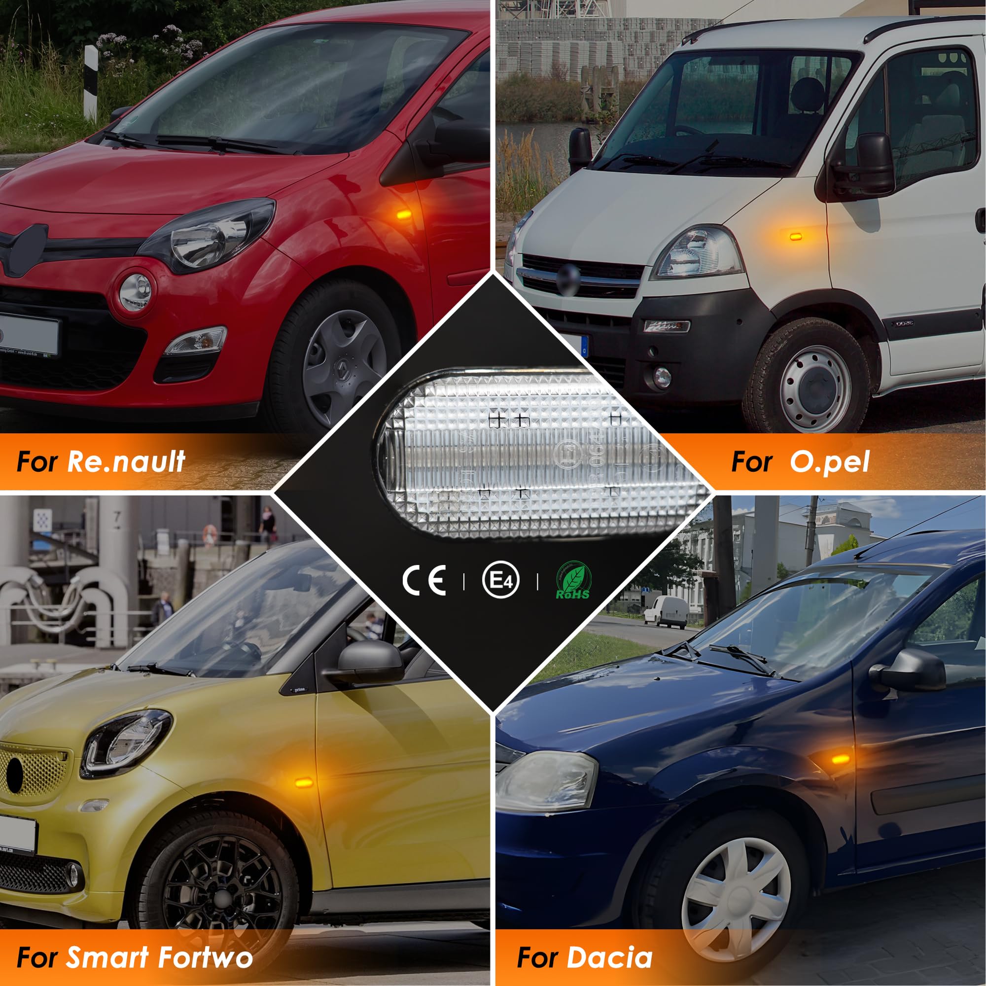 Led indicateur de position latérale pour Dacia Logan Duster Re.nault Megane Twingo 1 2 3 Op.el Clio Led clignotants