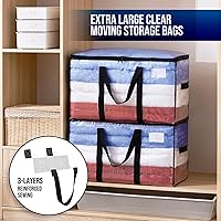Vista 2 de TAILI Extra Large Moving Bags, 4 Pack Clear Heavy Duty Totes for Storage with Visible Window, Wrap Around Handles, Storage Bags for Space Saving