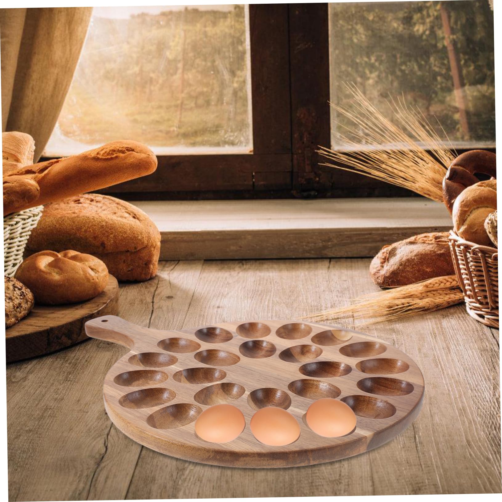 FUNOMOCYA Easter Egg Tray Wood Deviled Egg Holder Wood Egg Tray Deviled Egg Tray Wood Egg Storage Holder Wood Chicken Egg Holder Deviled Egg Platter Egg Storage Tray Wood Egg Holder Wooden