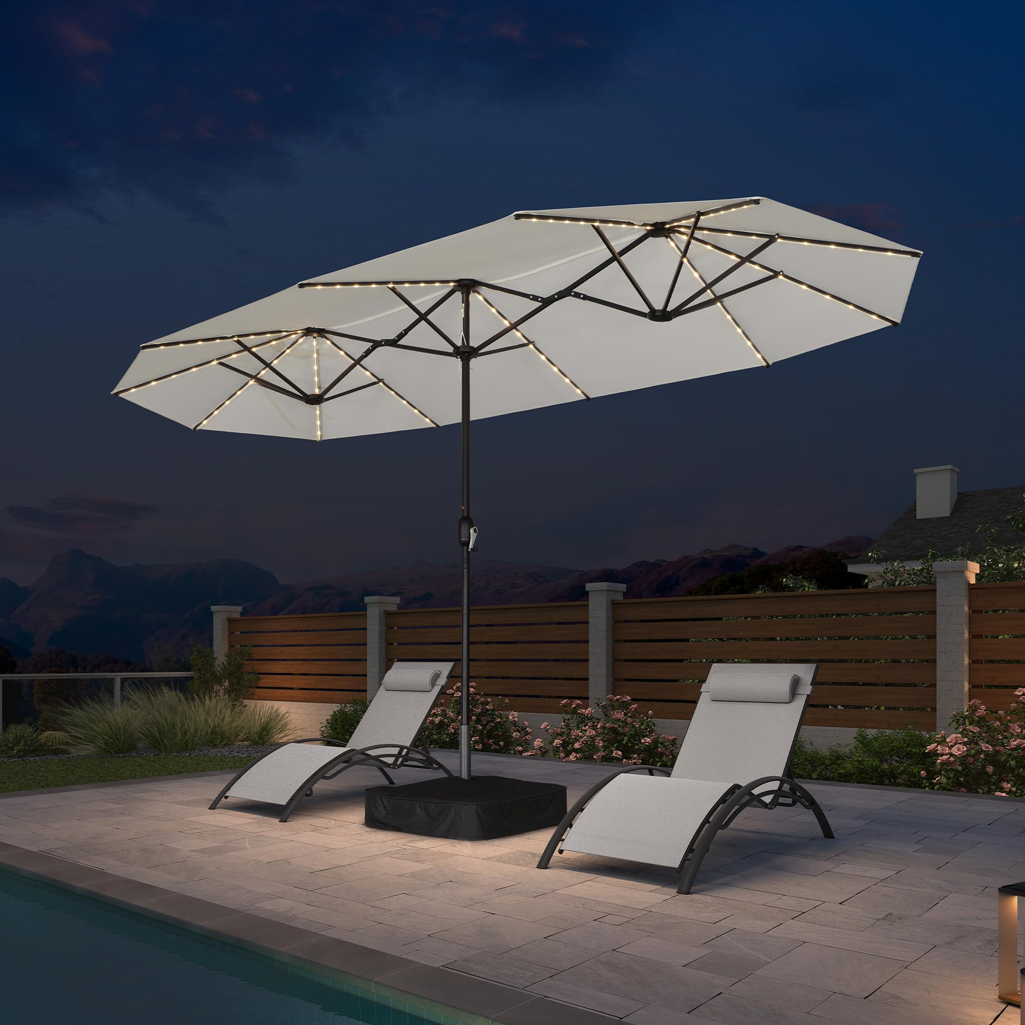 PURPLE LEAF Patio Umbrella with Solar LED
