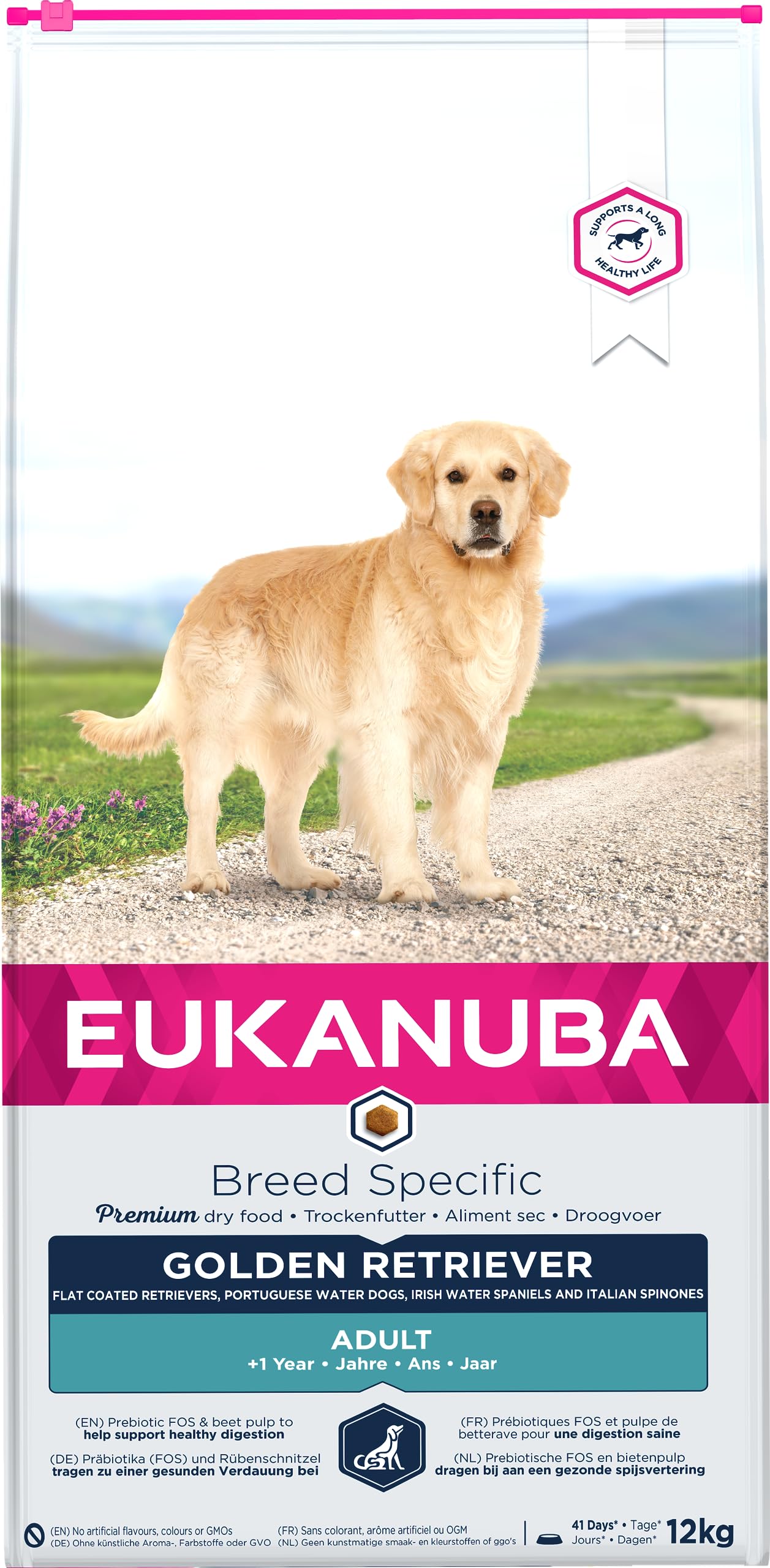 Eukanuba Breed Specific Alimento Secco per Golden Retriever Adulti, Cibo per Cani Adattato in Modo Ottimale alla Razza 12 kg