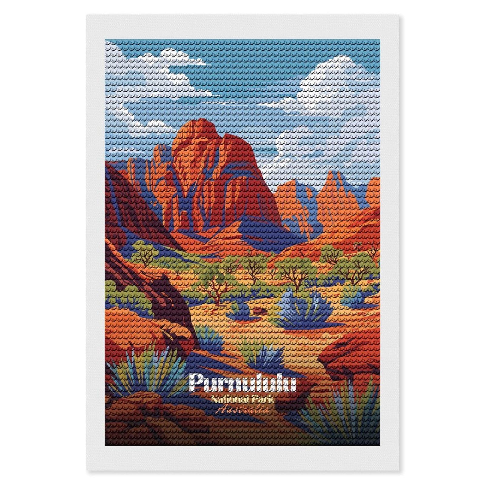 Junmoney Purnululu National Park, Australia Diamond Painting Set 8"x12", for Adults, Decorate Your Room, Thoughtful Handmade Gift, Boho Decor, with Tool Kit