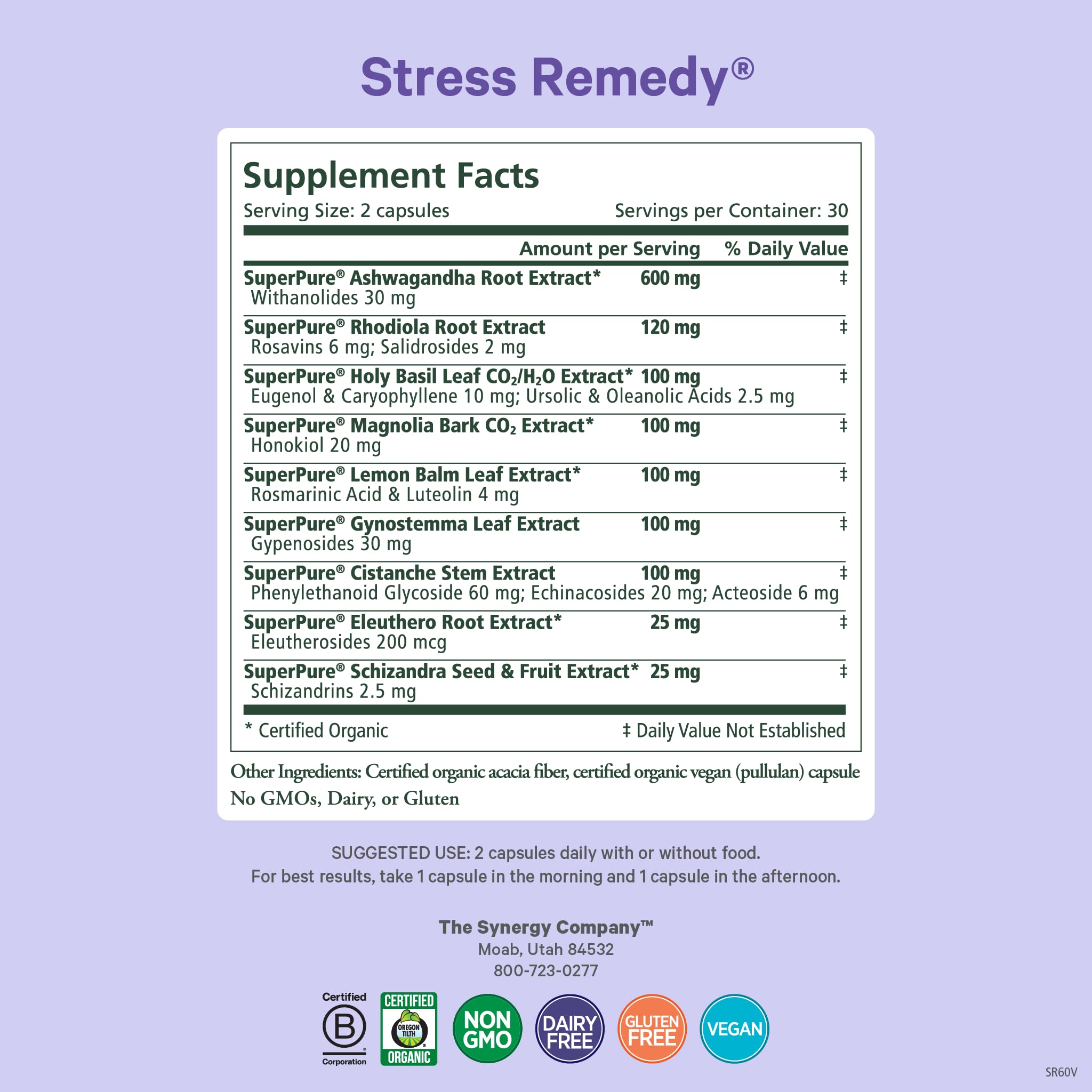 PURE SYNERGY Stress Remedy Supplement with Ashwagandha (60 Capsules) — Amazon image 2