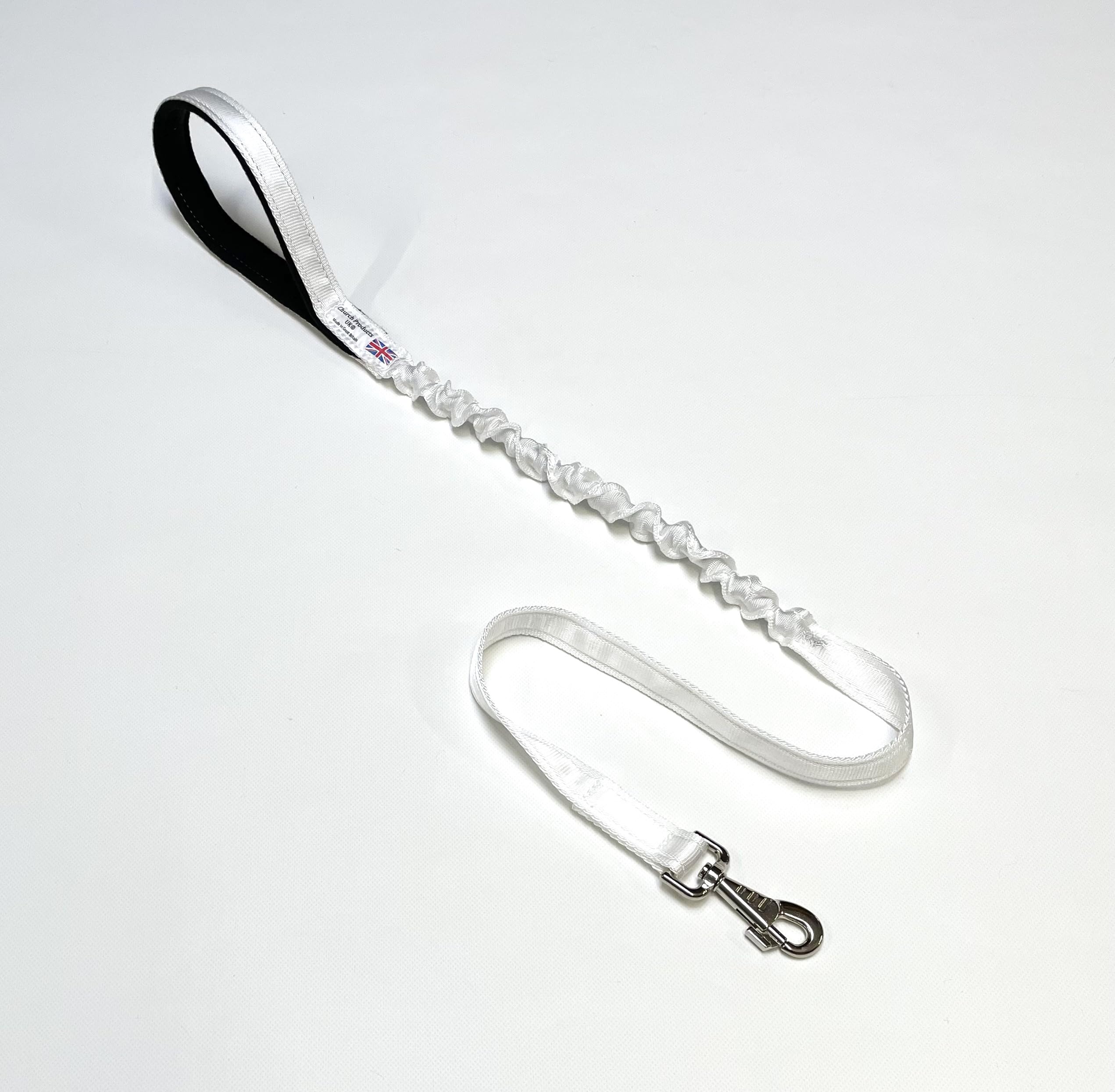 Dog Lead With Shock Absorbing Bungee Cord Training Walking Leash Soft Padded Handle (White, 76" (1.9 Metres))