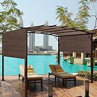 Vista 5 de Panel de privacidad marrón de 5 x 7 pies, pantalla de tela de refugio con 95% de bloqueo UV para pérgola, cenador, ventana, patio, resistente