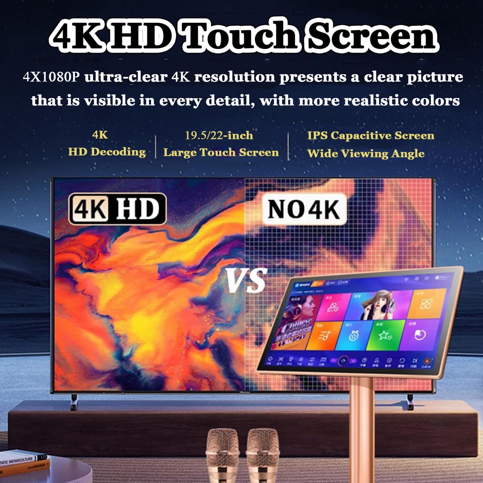 Macchina Per Karaoke Professionale, Lettore Karaoke Con Microfono Wireless, Schermo Touch Capacitivo Da 22 Pollici Con Visualizzazione Dei Testi,White-3TB