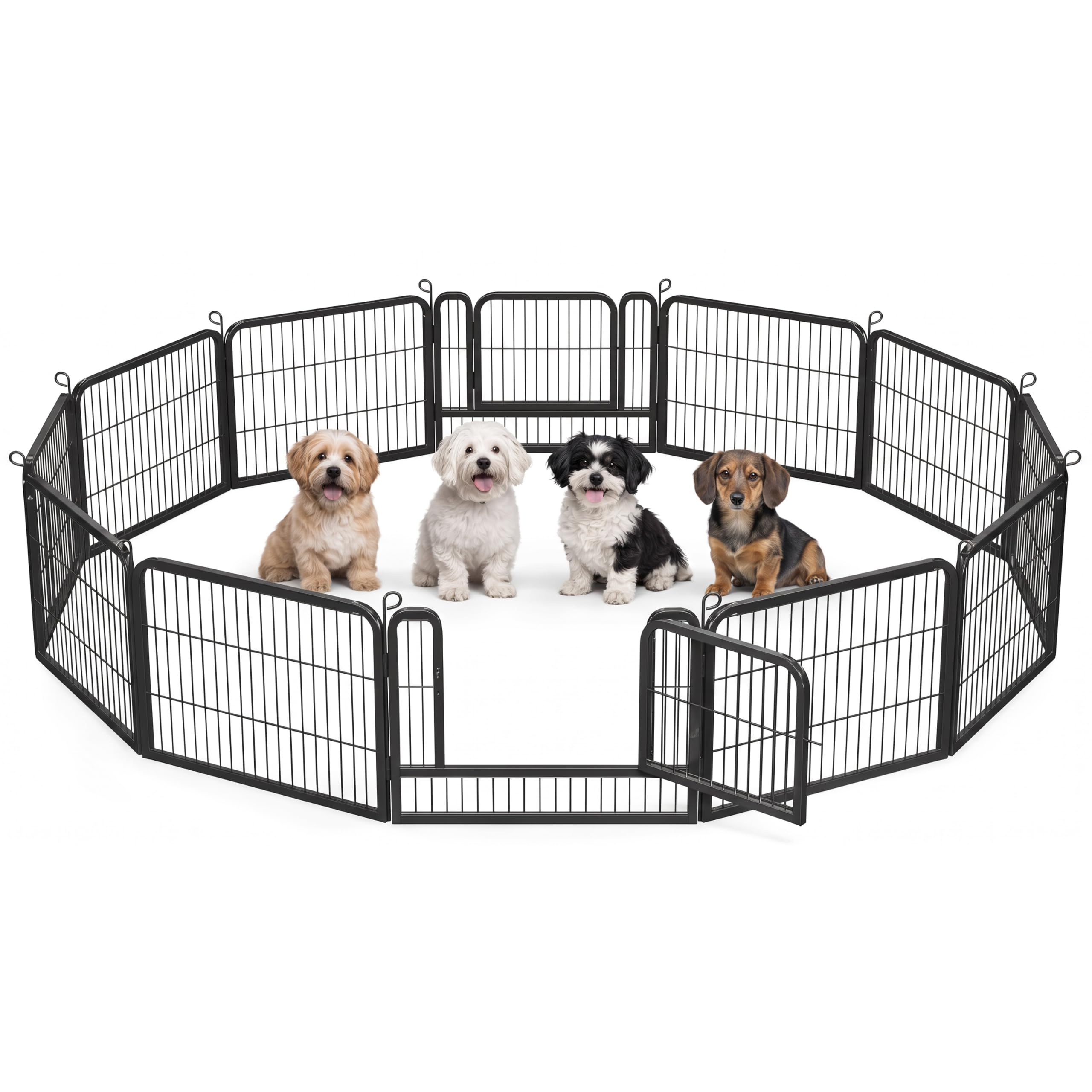 Crystals Metal Dog Playpen with Door 12 Panel, Heavy Duty Puppy Play Pen, Indoor Outdoor Pet Exercise Pen Fence for Small Medium Dogs, Rabbits & Small Animals, 60cm Height