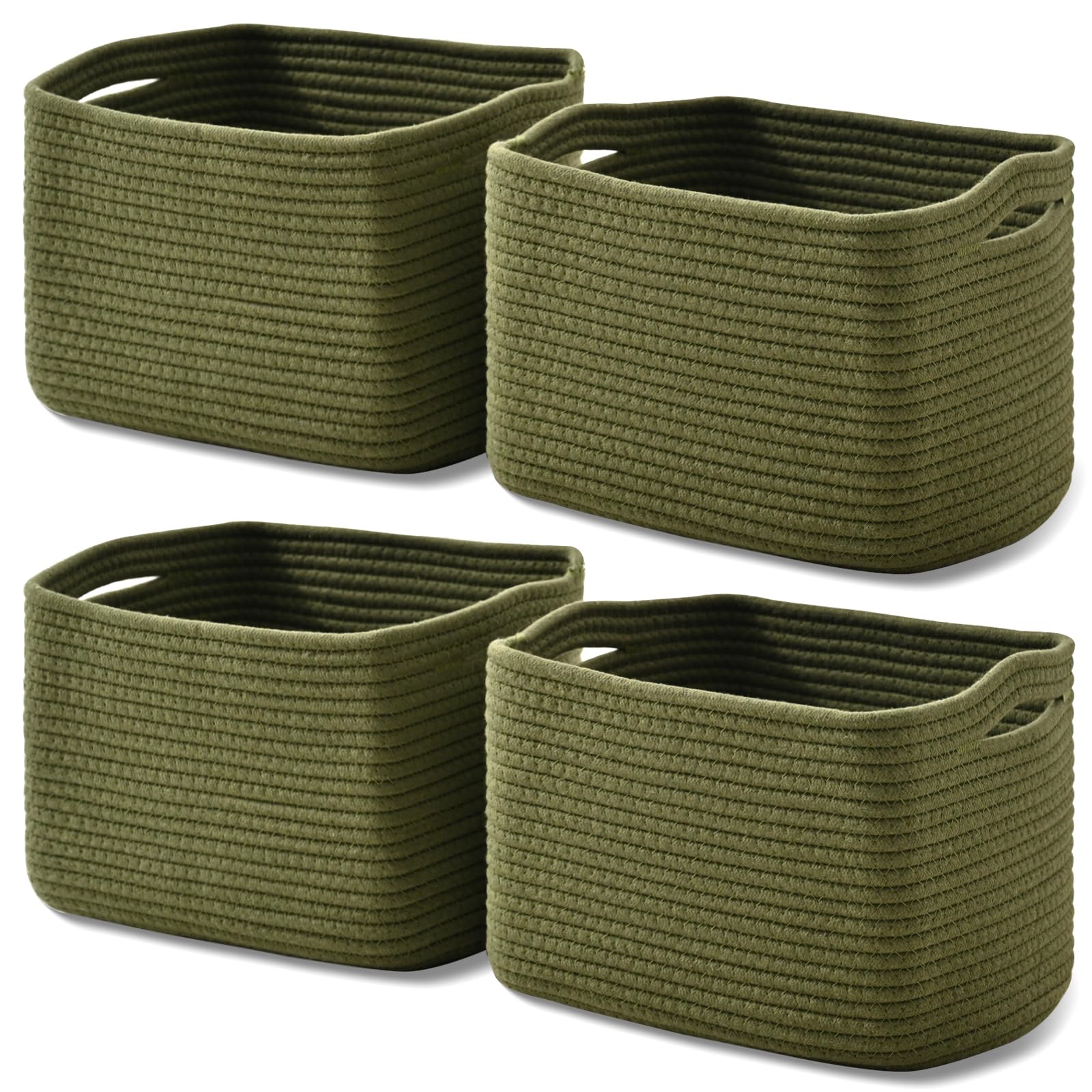 ICERZCZ Canastas de almacenamiento para organizar, cestas tejidas para almacenamiento, cubo de almacenamiento para estantes, cesta de cuerda de algodón con asas, 13 pulgadas de largo x 9.1 pulgadas de