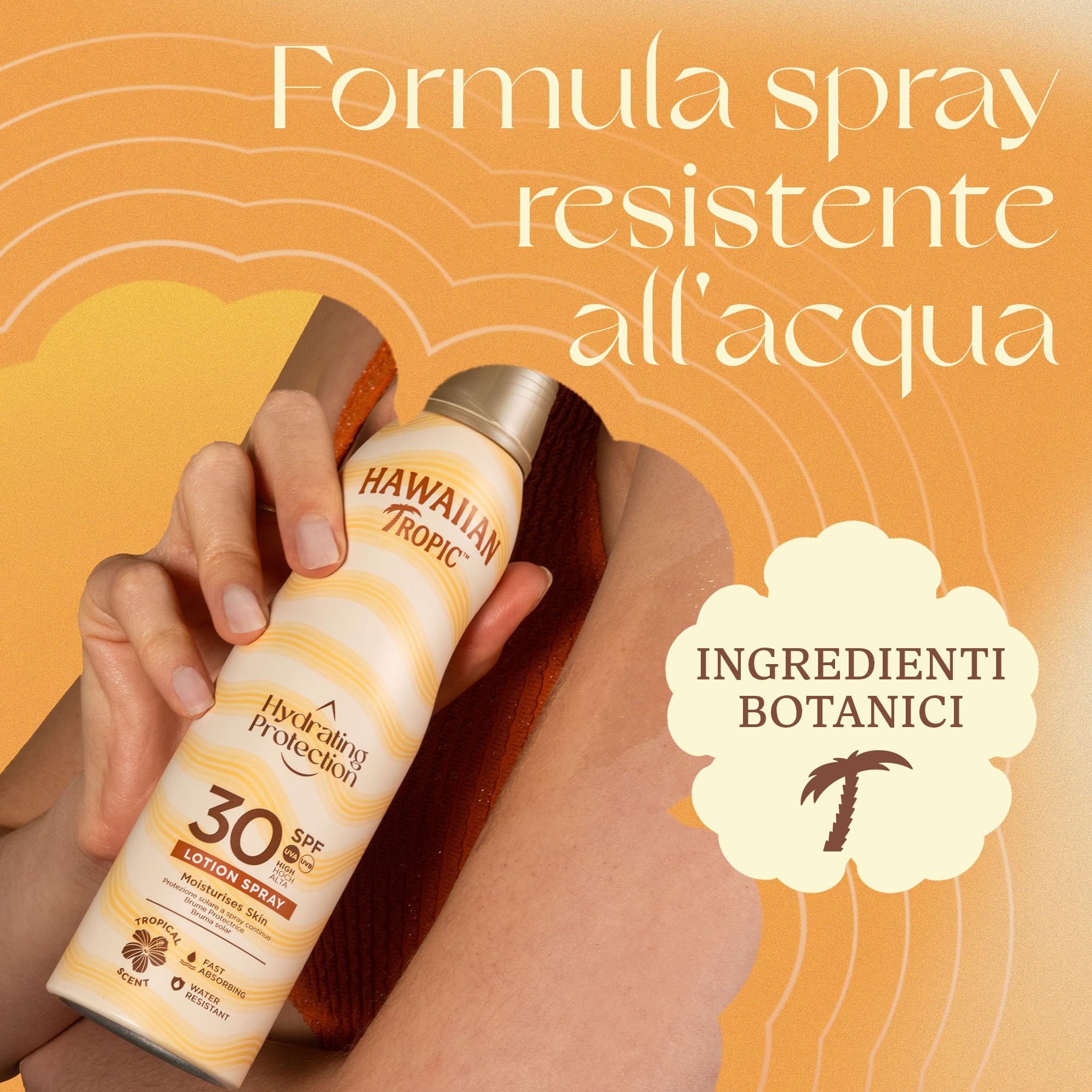 Spray Solare Protettivo Idratante di Hawaiian Tropic, Protezione SPF 50 UVA e UVB Resistente all'Acqua, Profumo Tropicale, Lozione Solare, 220 ml