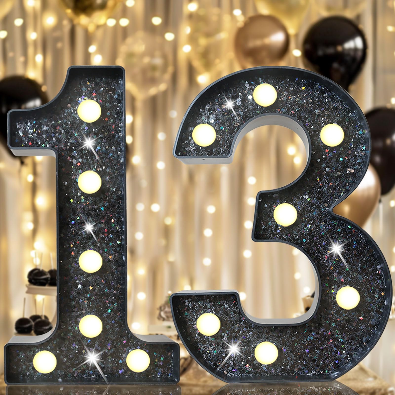 8.8" Decorative LED Light Up Numbers, Marquee Numbers Lights for 7th Birthday Decorations, Lighted Number Sign for Birthday Party Night Lights Wedding Anniversary Home Wall Decor, White Number 7 — view 27