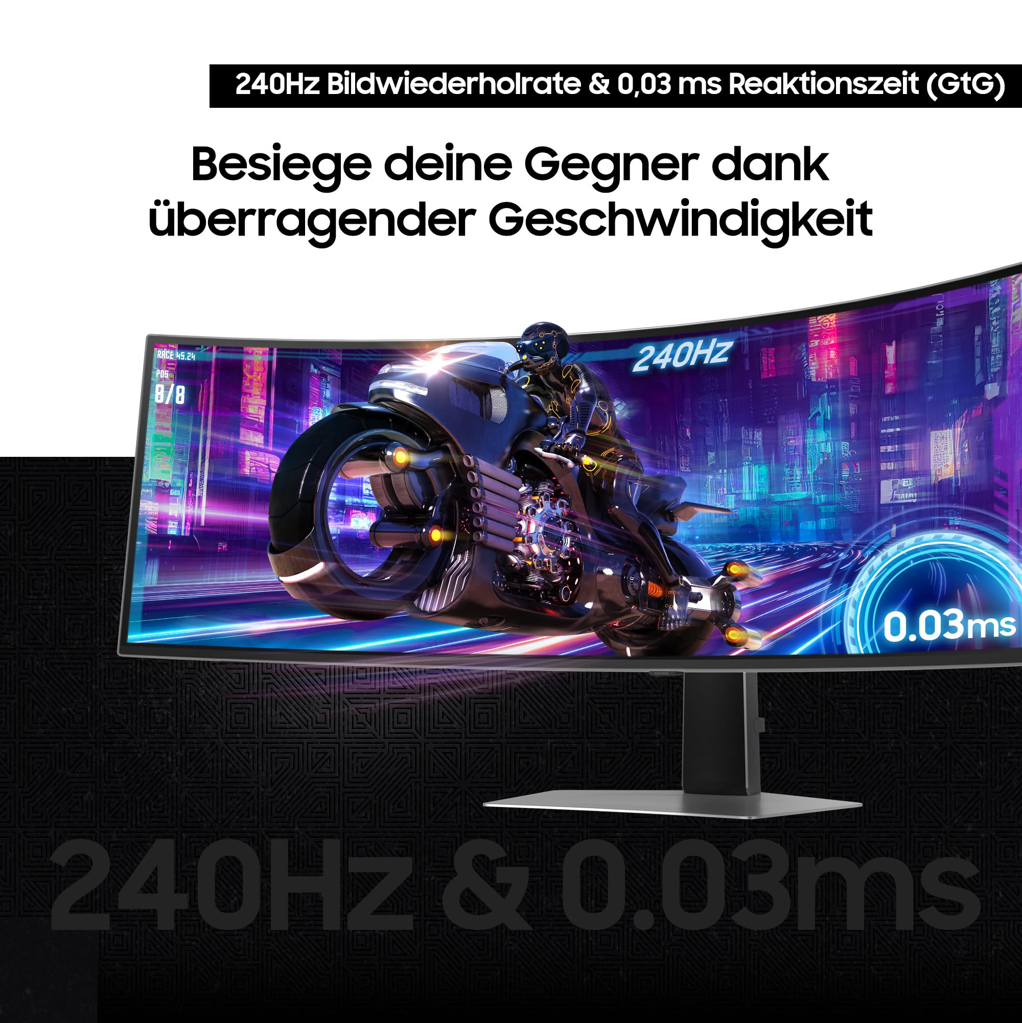 Samsung 49 Zoll Odyssey OLED G9 G93SD DQHD Gaming Monitor 240 Hz 0,03 ms Reaktionszeit OLED Glare Free