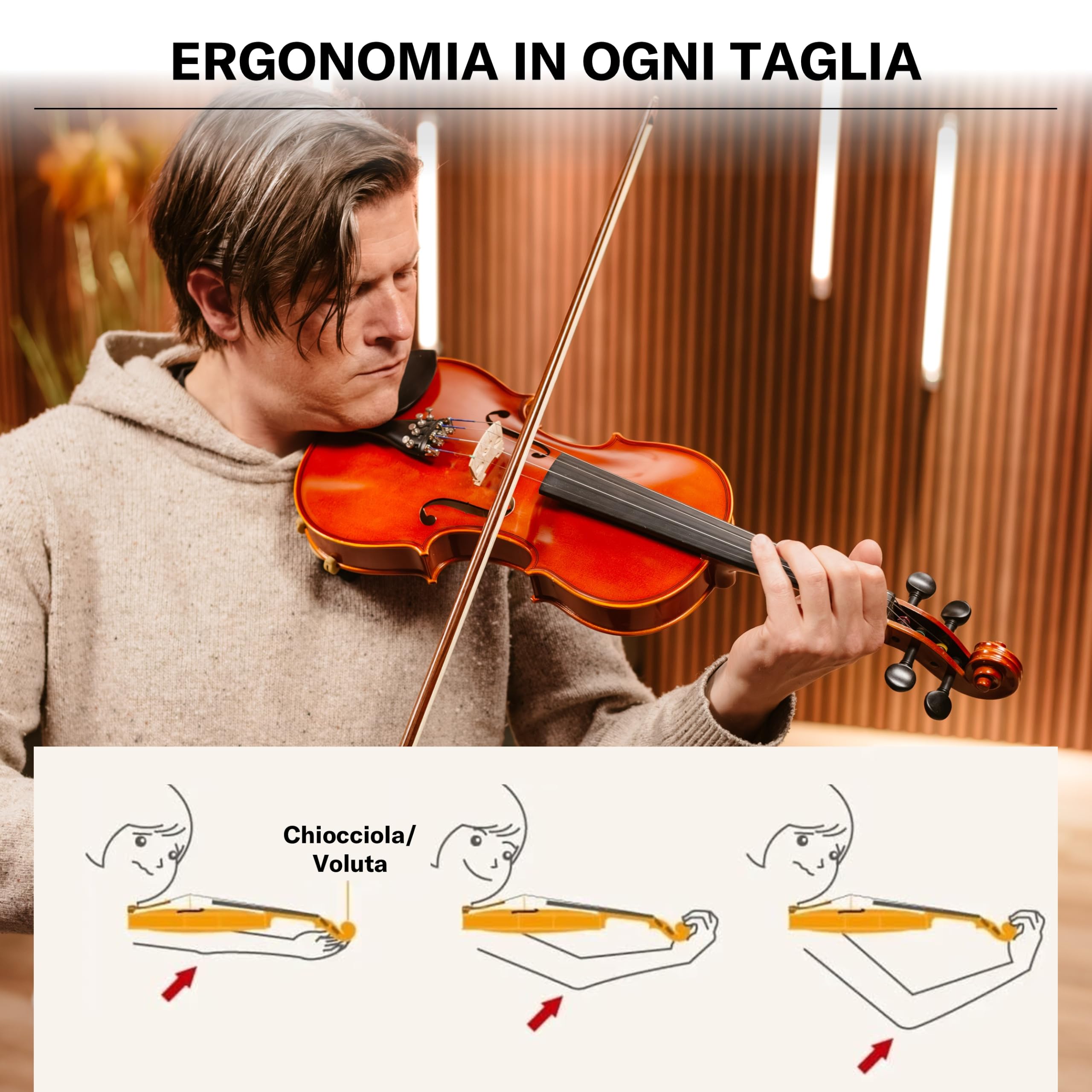 YAMAHA V5SA44 Set Violino Acustico – Misura 4/4, Violino Da Studio Artigianale con Top in Abete, Corpo in Acero, Componenti in Ebano e Tiracantini, Include Custodia, Arco e Pece – Marrone
