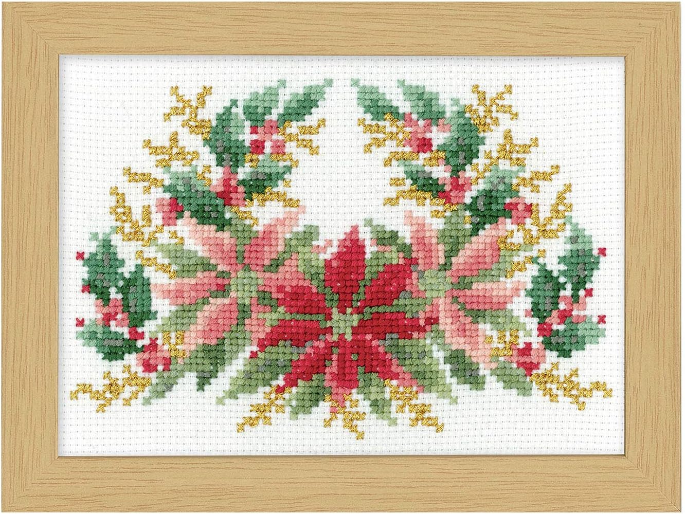 Olimpas Embroidery Kit 12 Months Flower Frame Marie Catherine Collection Cross Stitch Kit December Poinsettia 7519