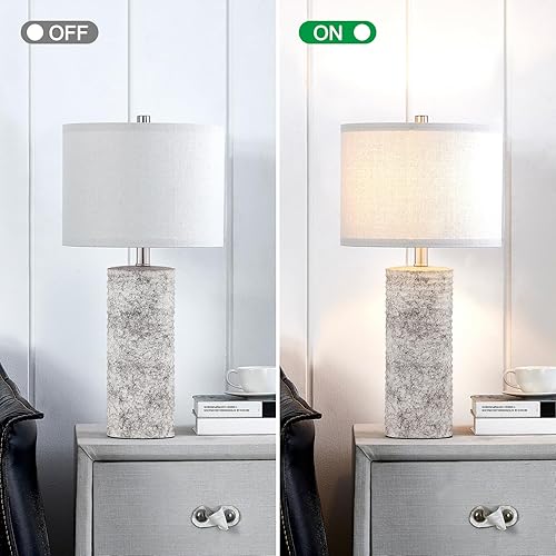 Miniatura 2 de Kyrid Juego de 2 lámparas de mesa de cerámica esmaltada de 23.75 pulgadas con bombillas LED, lámparas de cerámica blanca y negra para sala de estar,