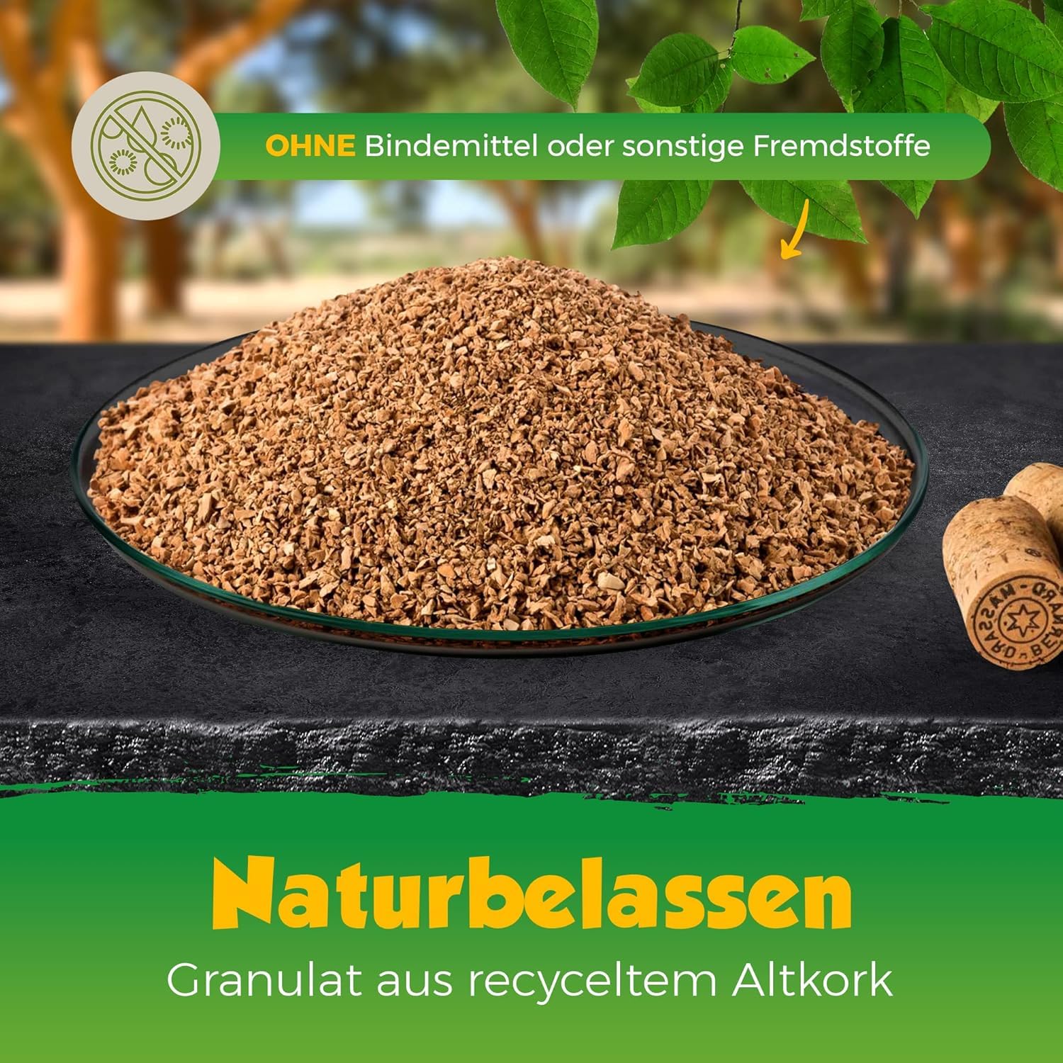 Granulés de liège fins 100 litres 0,5-3 mm liège naturel recyclé