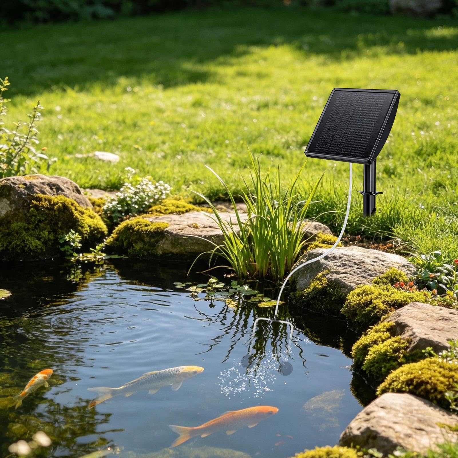 Solar-Luftsprudler für Teich, wiederaufladbar, Sauerstoffgeber | Teich-Luftpumpe für Aquarien, Hydrokulturen, Garten, Hinterhof