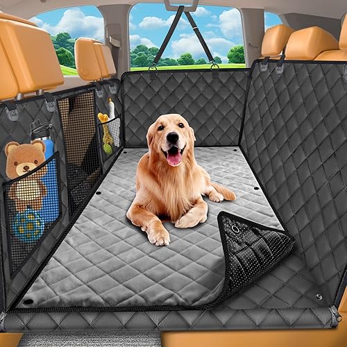 Miniatura 9 de URPOWER Extensor de asiento trasero para perros, funda de asiento de automóvil para perro, parte inferior dura con capacidad para 400 libras, hamaca
