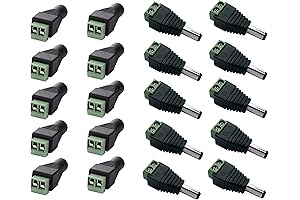 12 Volt Male and Female DC Power Jack Adapters for LED Strip CCTV Camera
