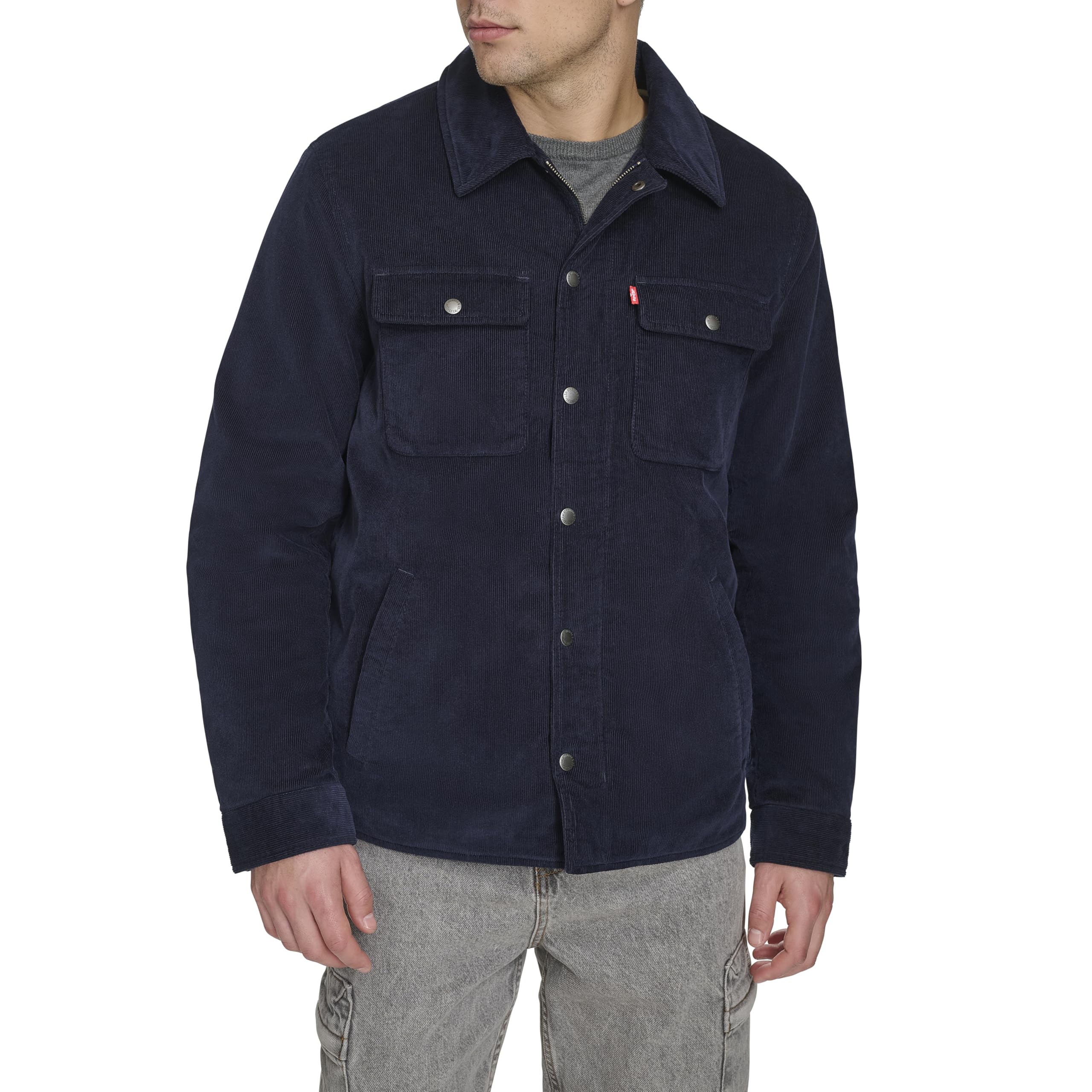 Levi's Men's Corduroy Shirt Jacket, Deep Navy Filled, M