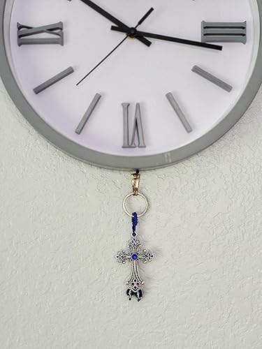 Miniatura 3 de LUCKBOOSTIUM Llavero de cruz con borla de mal de ojo, signo de buena suerte y bendición, bonito dije de moda para llaves del hogar, oficina, bolsa,