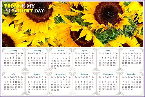 2024 - Imanes de calendario - Today is my Lucky Day - Resistente a la decoloración, desgarros y agua - Girasoles