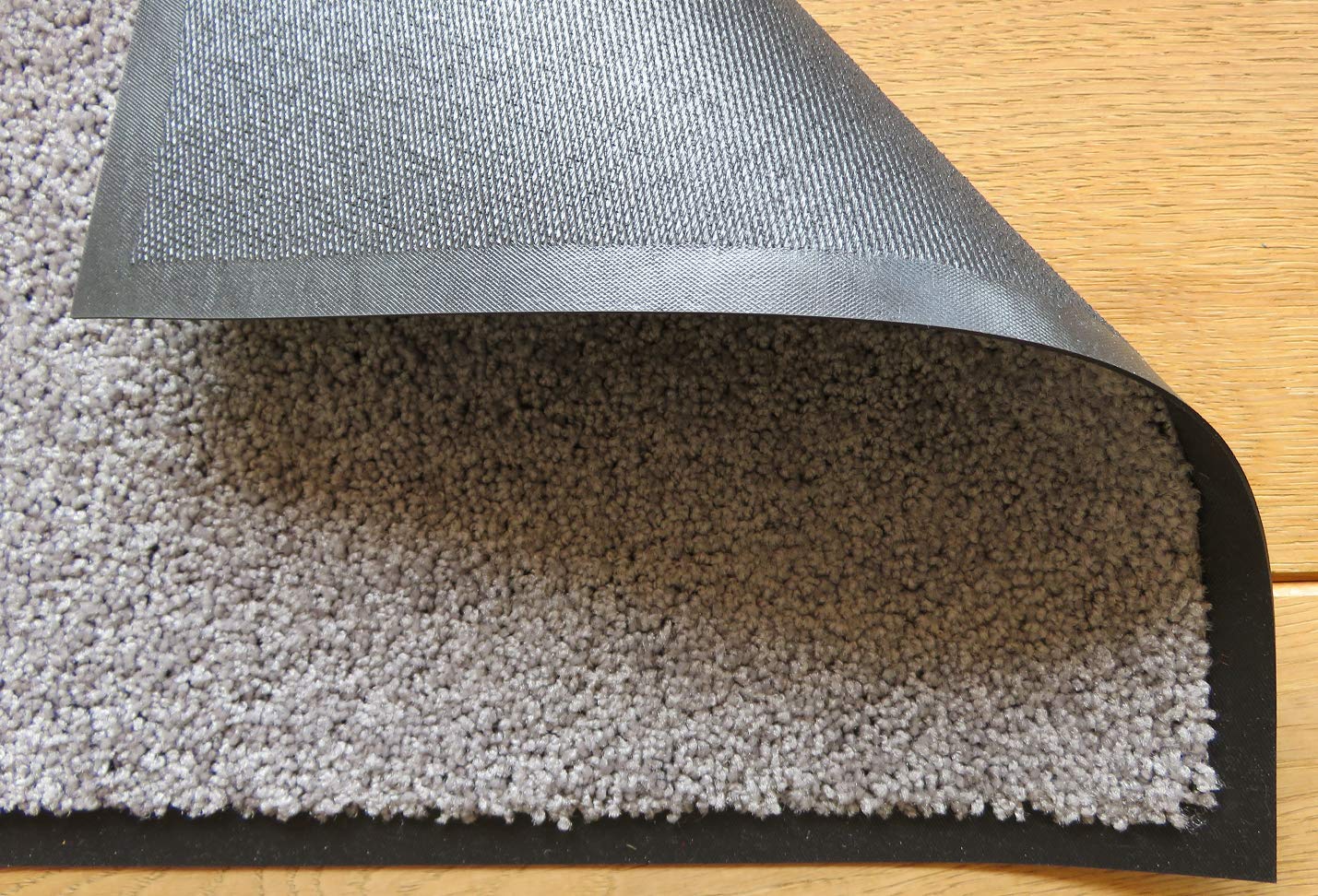 oKu-Tex Eco-Clean Schmutzfangmatte, Fußmatte, Läufer, rutschfest & waschbar, recycelt, für innen, silbergrau, hellgrau, silber, 90 x 120 cm, Silber-grau
