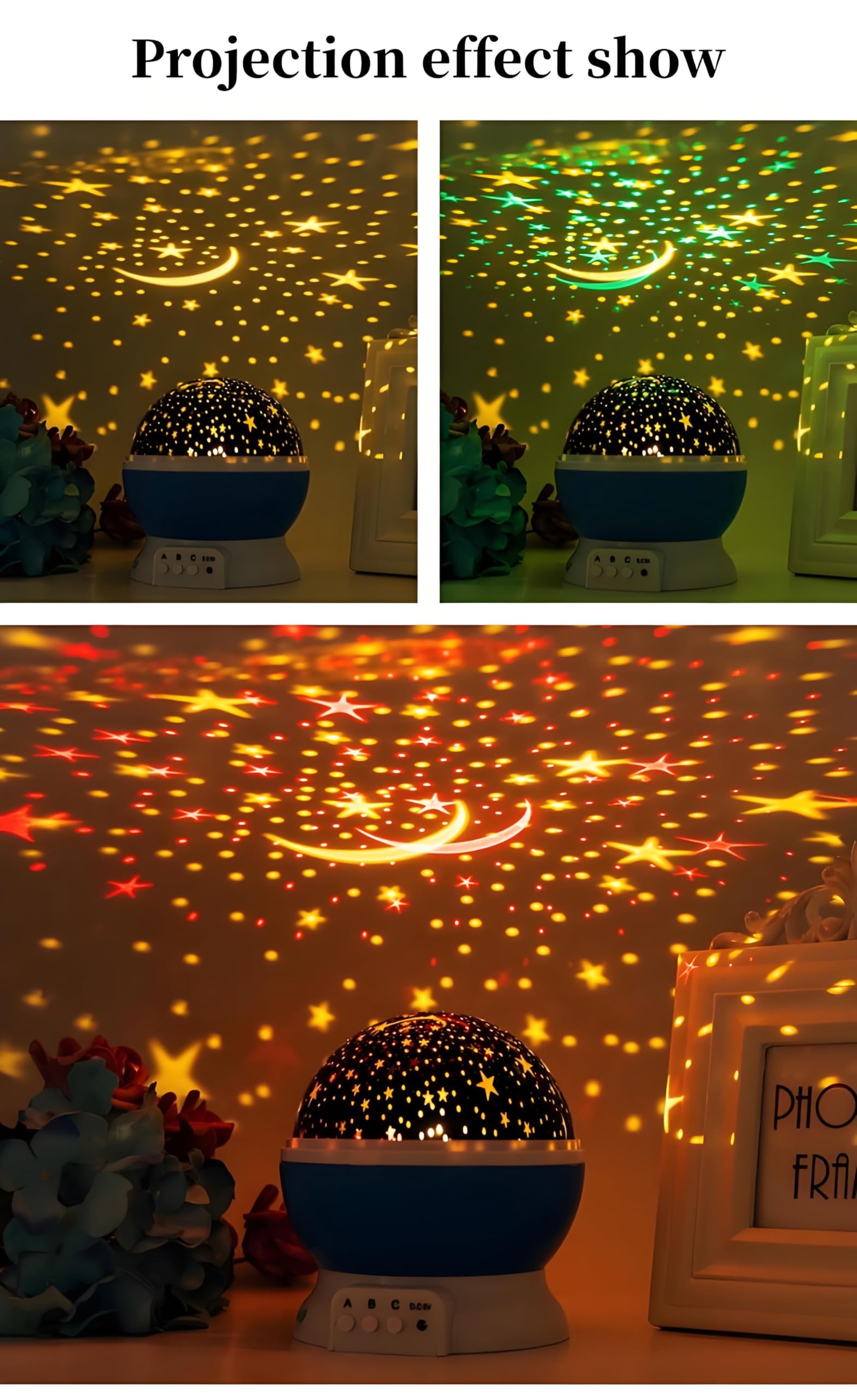 Projecteur de veilleuse, projecteur d'étoiles rotatif, lampe table lumineuse à LED, lumière rotative couleur for fêtes d'enfants et jouets for enfants (bleu)(2 Pack of Pink)