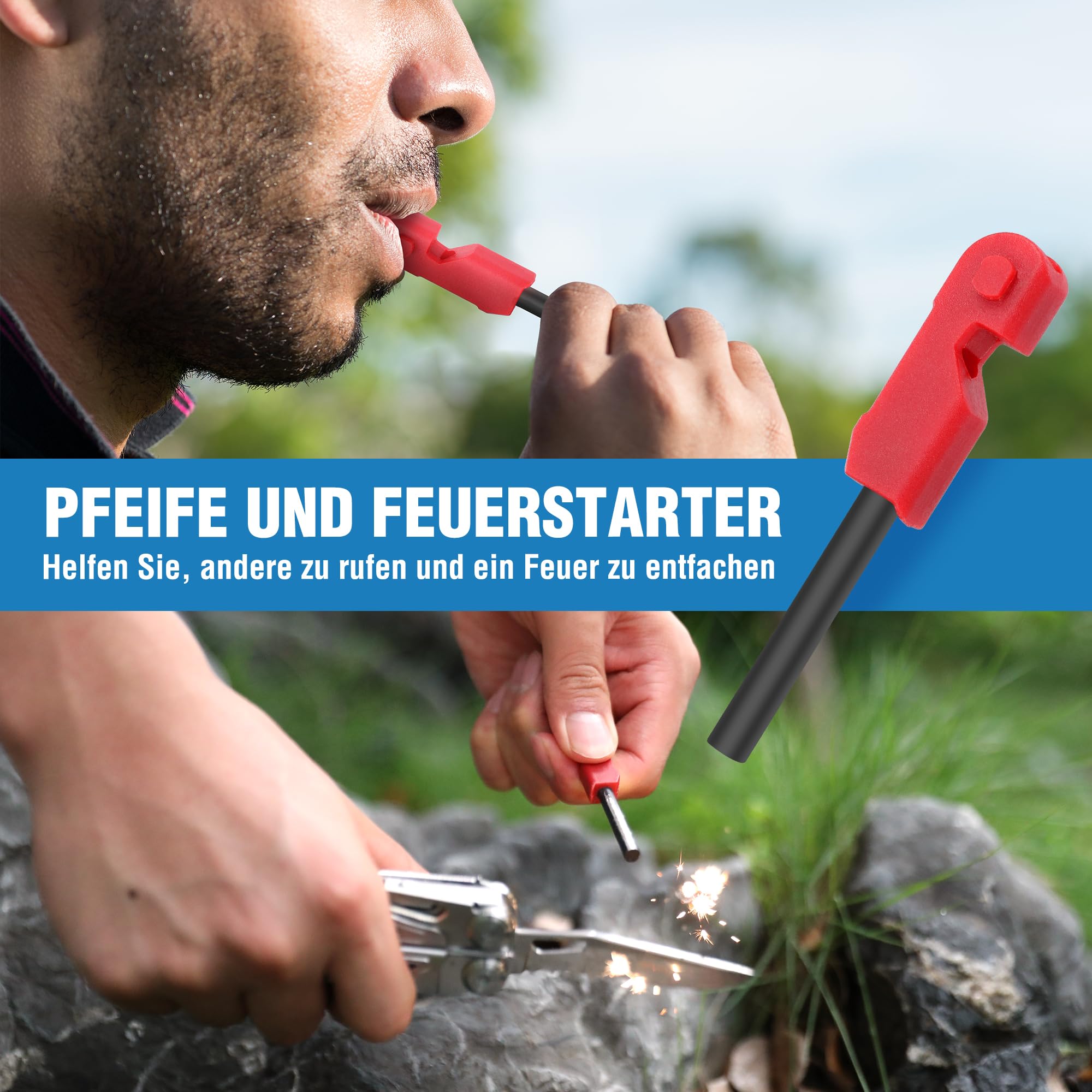 FLISSA Multifunktionszange 19-in-1, Multitool mit Glasbrecher und Feuerstarter, faltbares Multifunktionswerkzeug für Geschenke, multifunktionale Zange für Camping, mit Tragetasche, Edelstahlfarbe