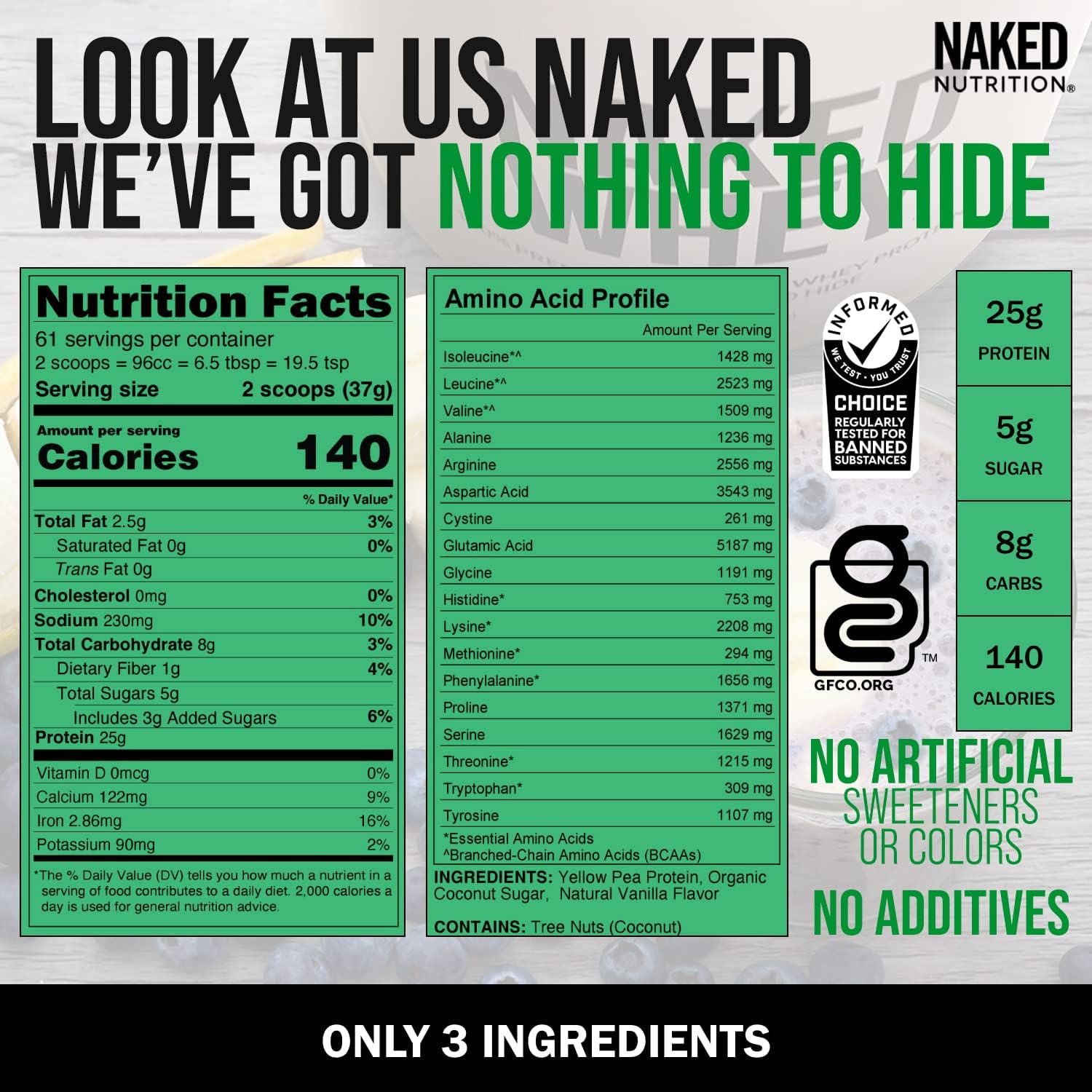 Gluten-Free High Protein Bundle: 5LB Vanilla Naked Pea Protein and Chocolate Chip Naked Cookies 12 Pack : Health & Household