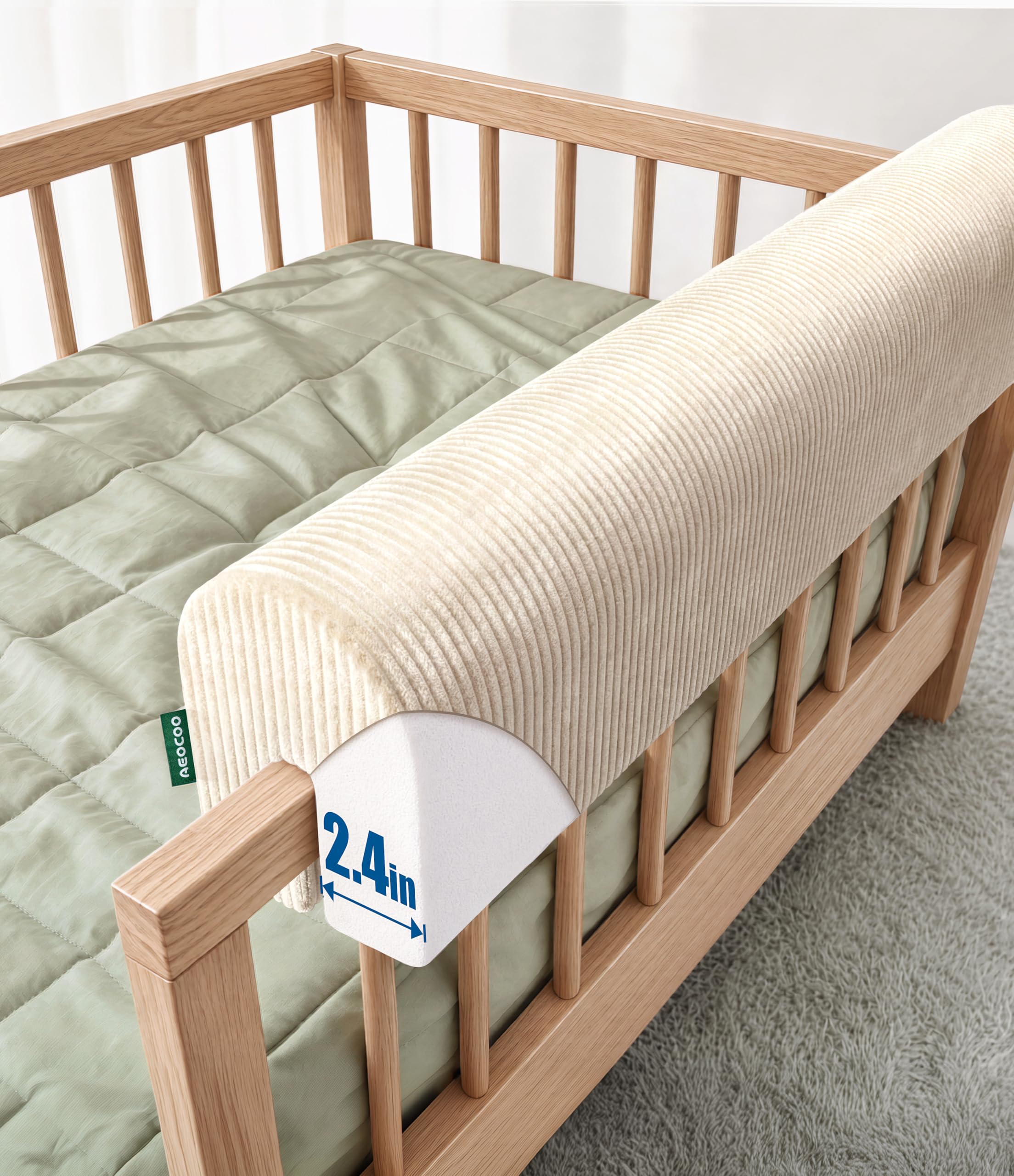 AEOCOO Bettkantenschutz für Kinderbetten 70 cm – weiche Memory-Schaum Bettumrandung, Rausfallschutz & Stoßschutz, geruchsarm, Abnehmbarer waschbarer Bezug
