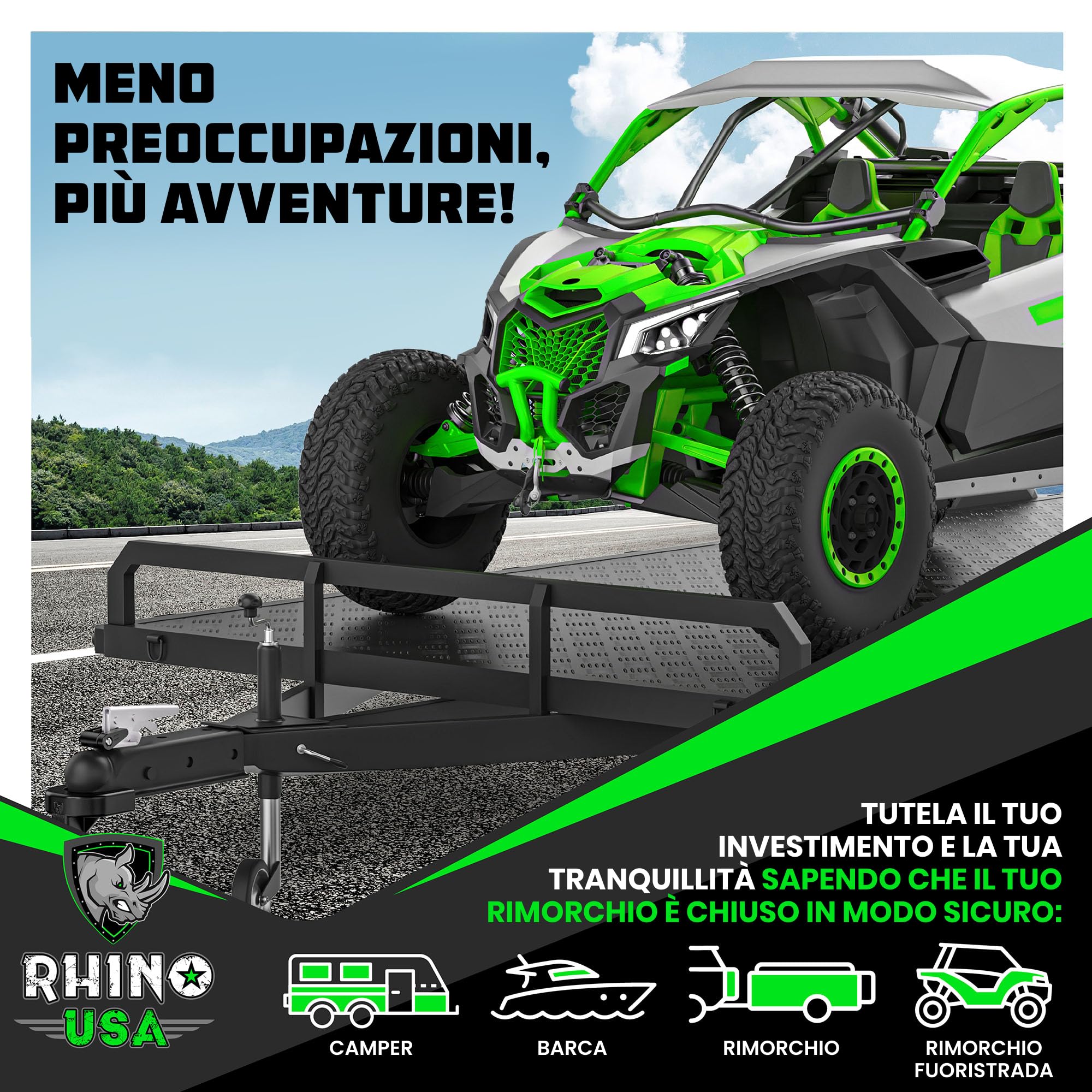 Rhino USA Set di lucchetti per gancio di traino (include accoppiatori da 5 cm e .63 cm), serrature antifurto per carichi pesanti per barche, camper, roulotte e altro ancora