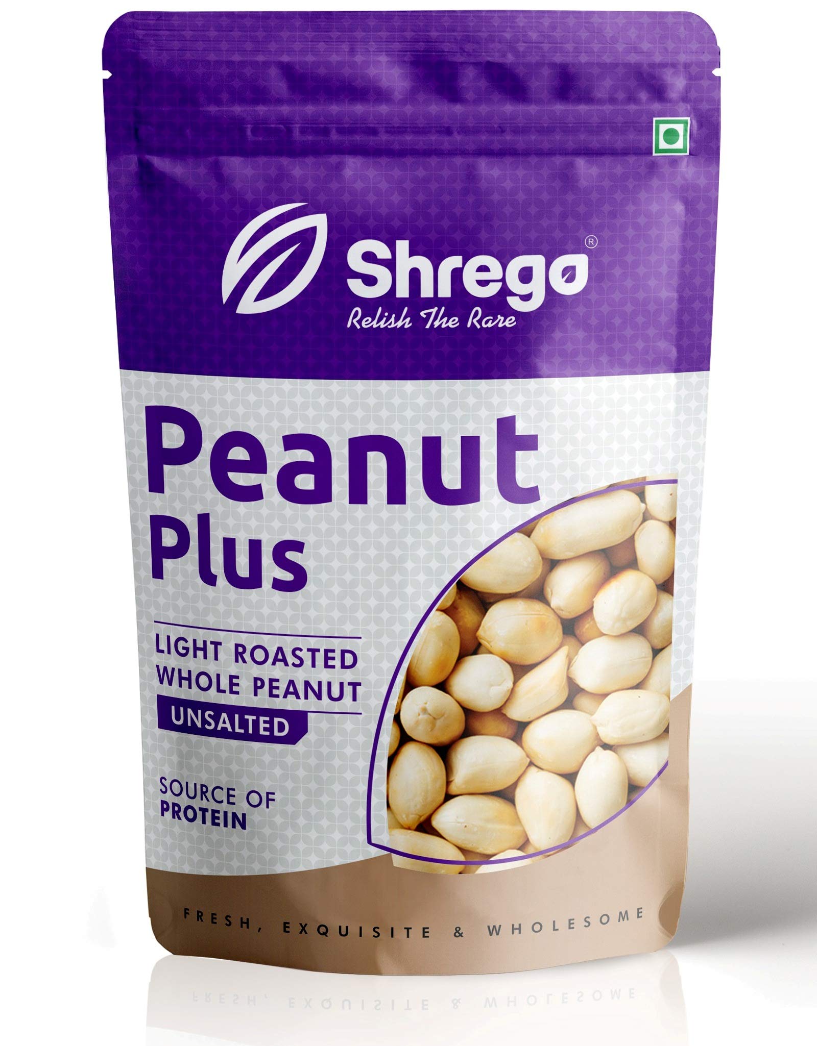 SHREGO Peanut Plus Light Roasted Whole Peanut Unsalted 360G, Snacks and Namkeen (1X360 G Vacuum Packed)