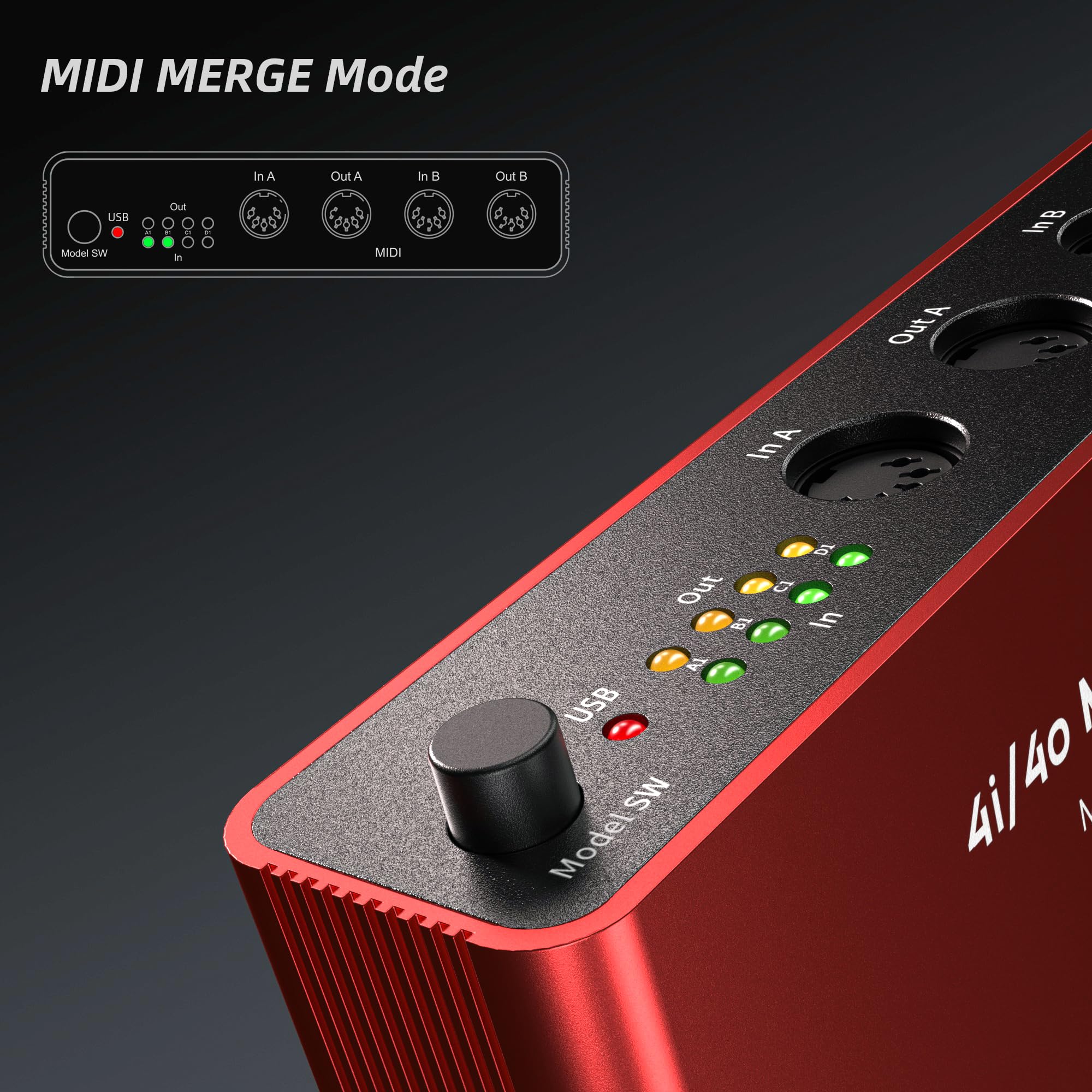 DigitalLife Standalone Quad-I/O 5-Pin DIN MIDI Interface, MIDI Thru Box (4-In/4-Out) & MIDI Merge Box (2-In/4-Out) - Image 3