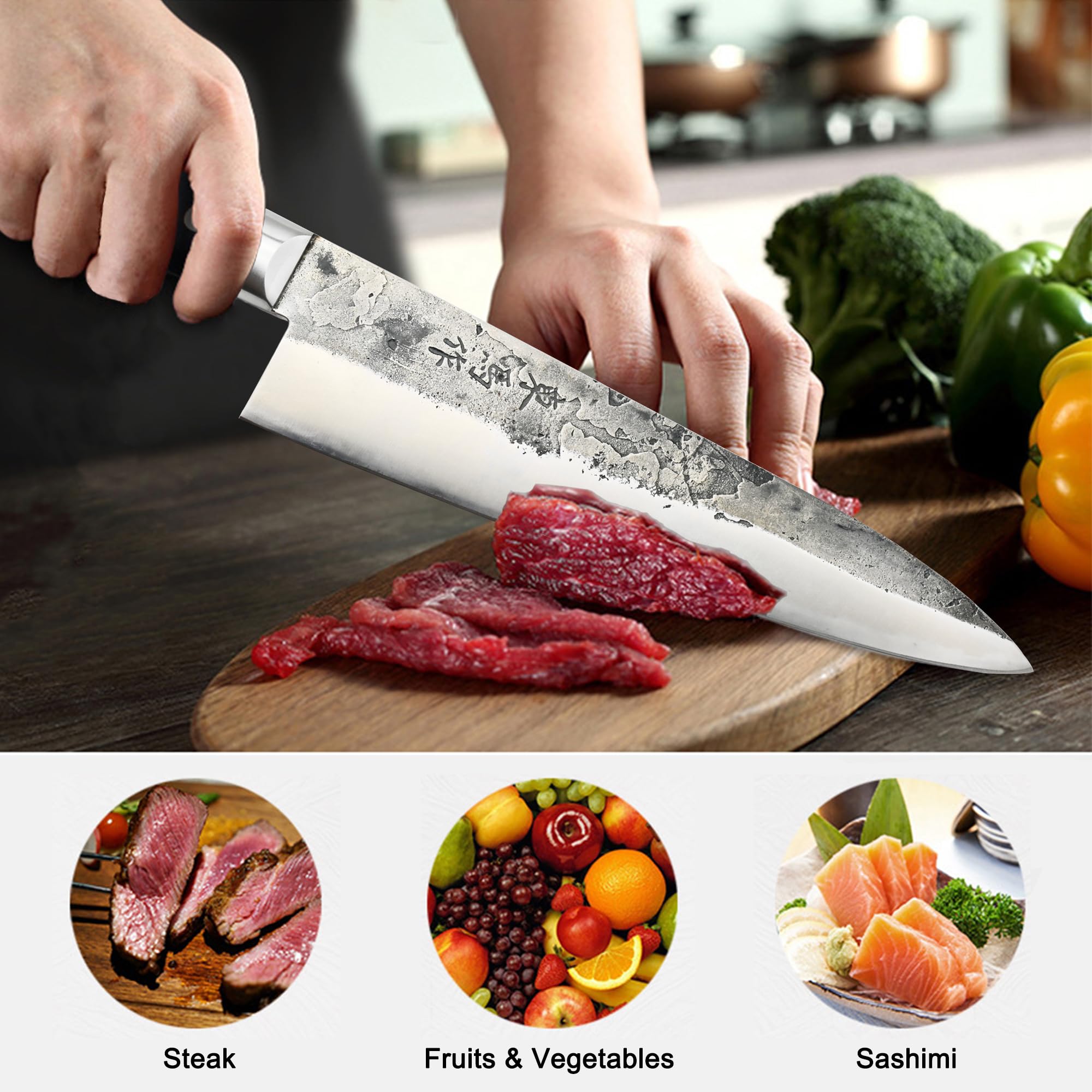 TONMA Chef Knife, Made in Japan, 8.2" Hand Forged Japanese Gyuto, TCK-2 — Amazon image 6